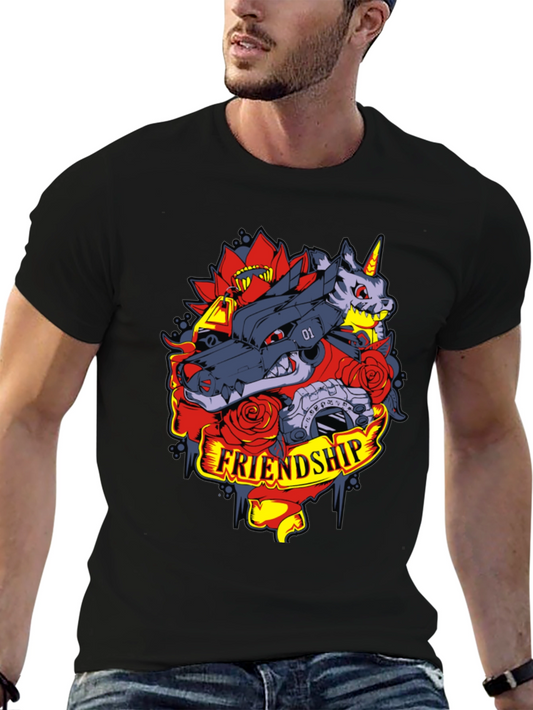 Friendship T-Shirt - Wolf & Unicorn Cat Design