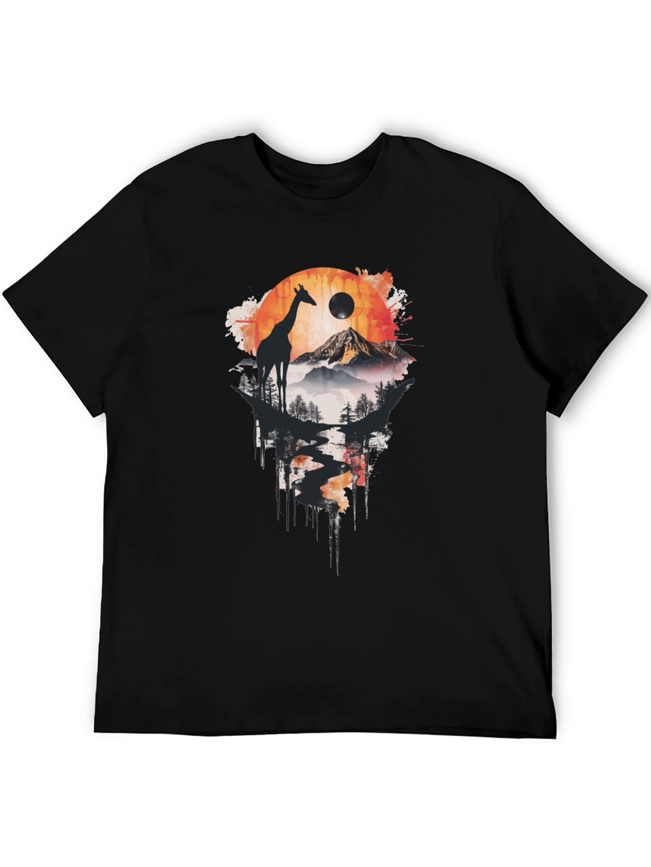 Giraffe Landscape Print T-Shirt