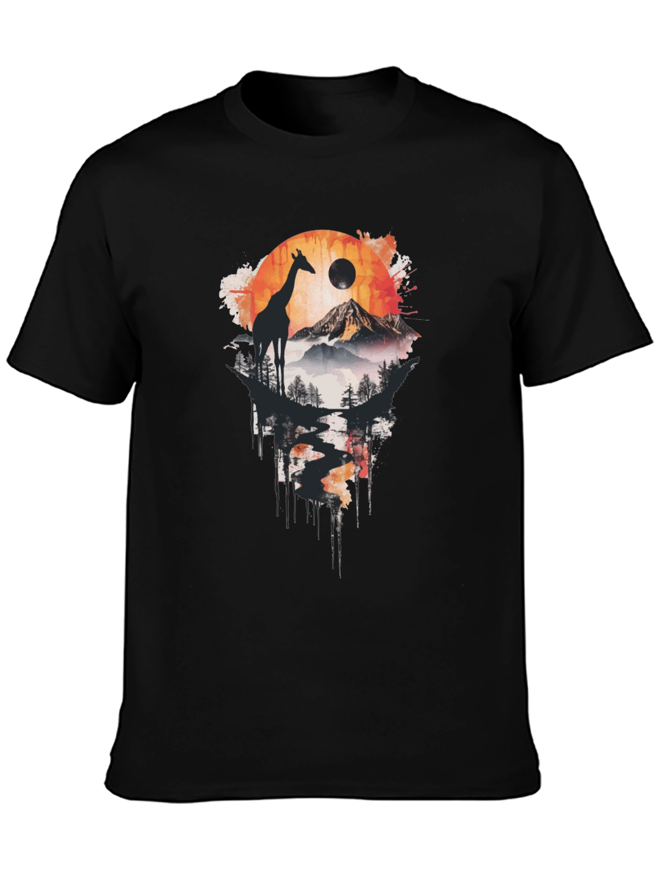 Giraffe Landscape Print T-Shirt