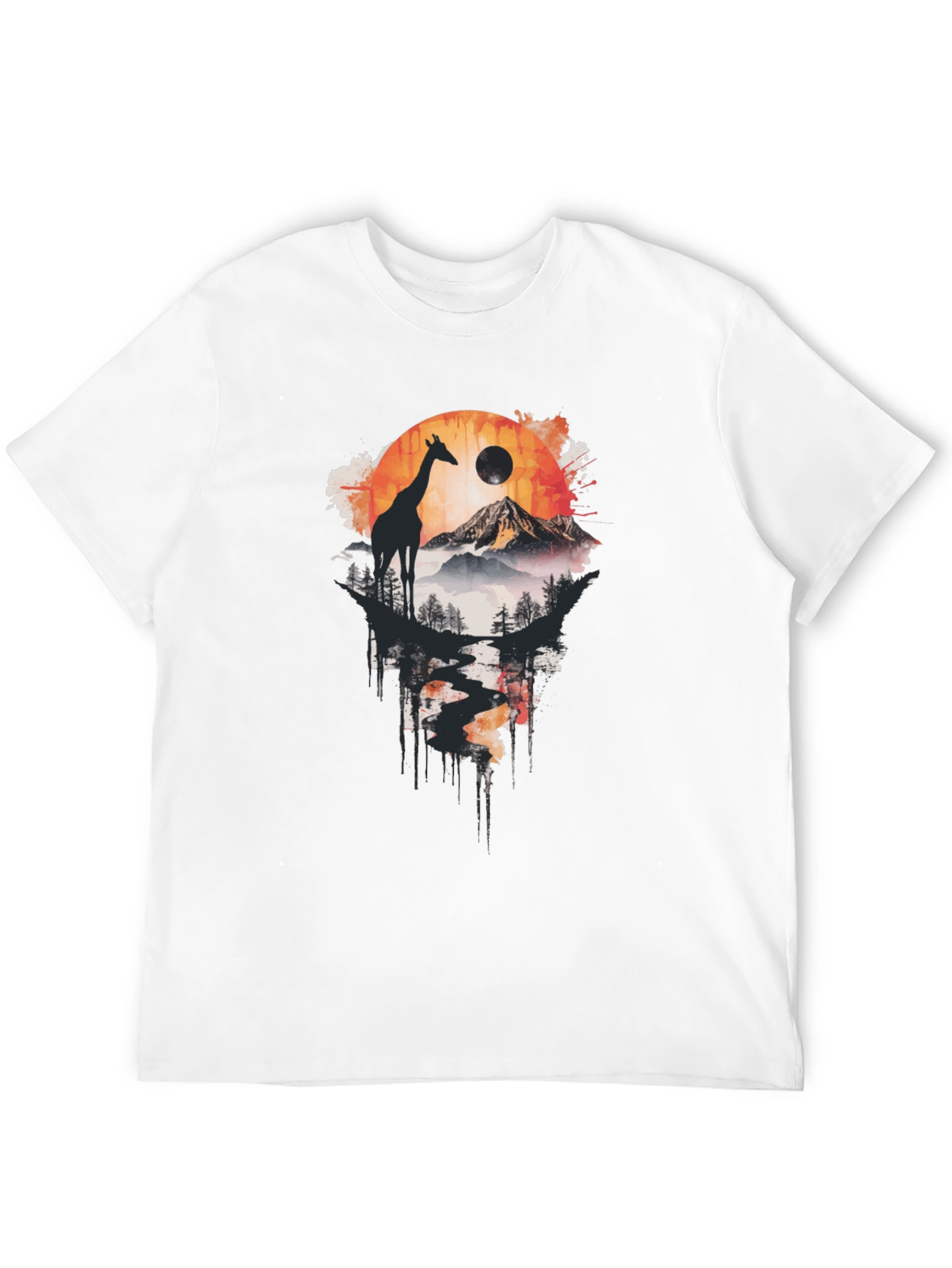 Giraffe Landscape Print T-Shirt