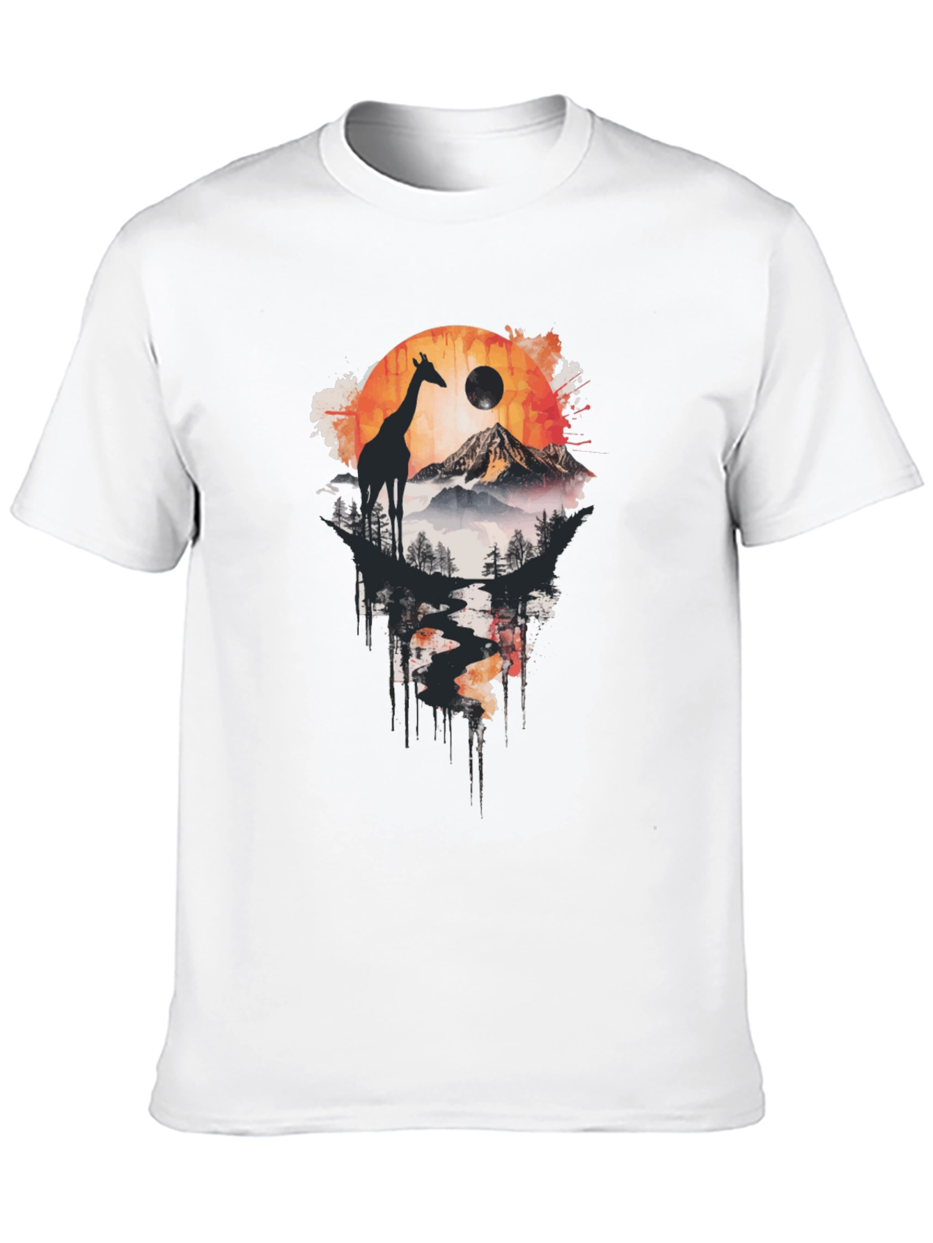 Giraffe Landscape Print T-Shirt