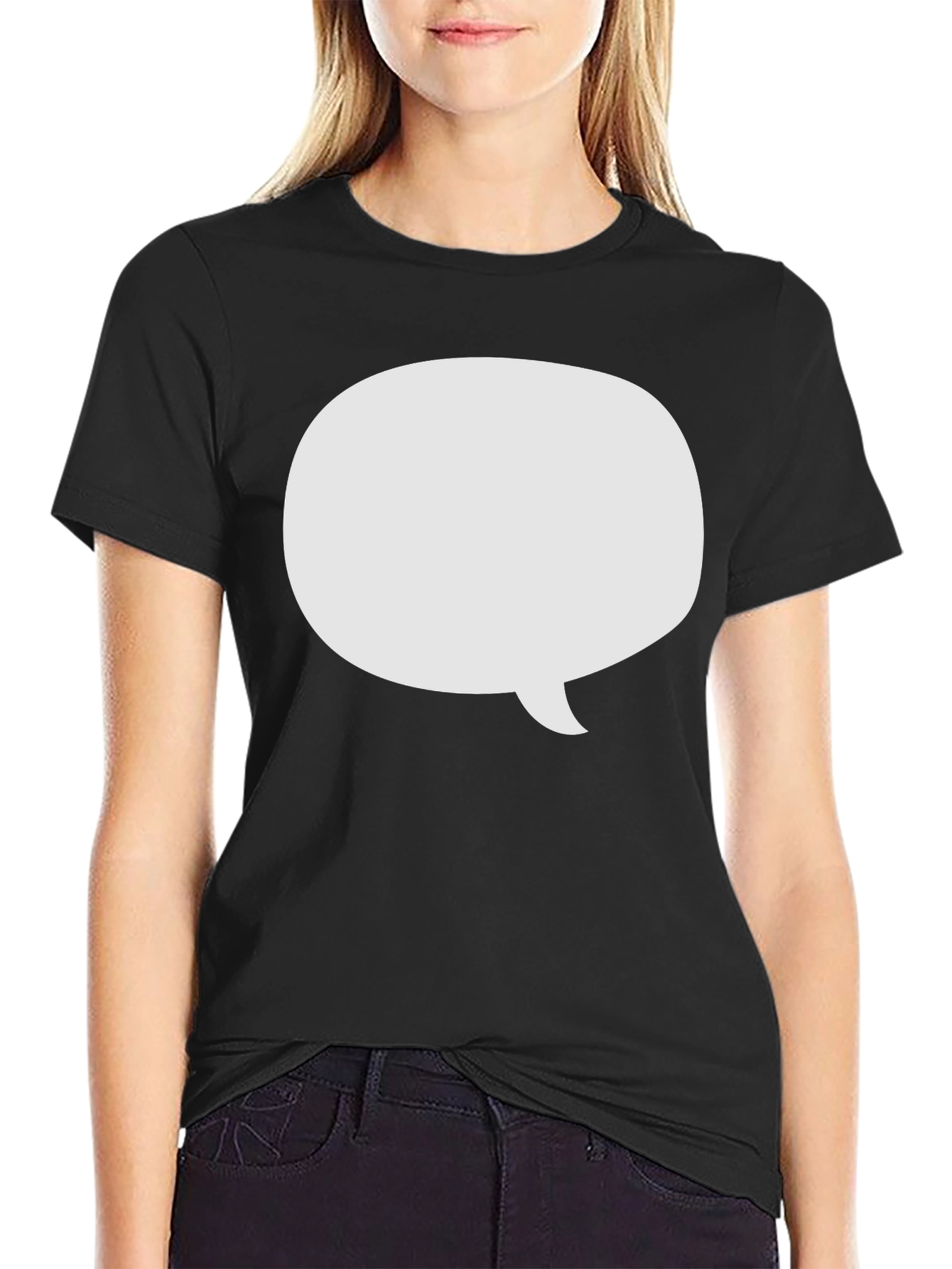 Black T-Shirt with White Speech Bubble