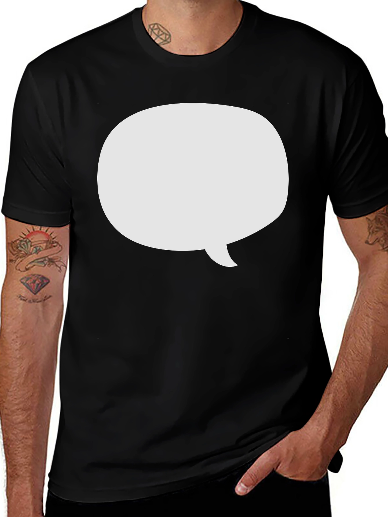 Black T-Shirt with White Speech Bubble