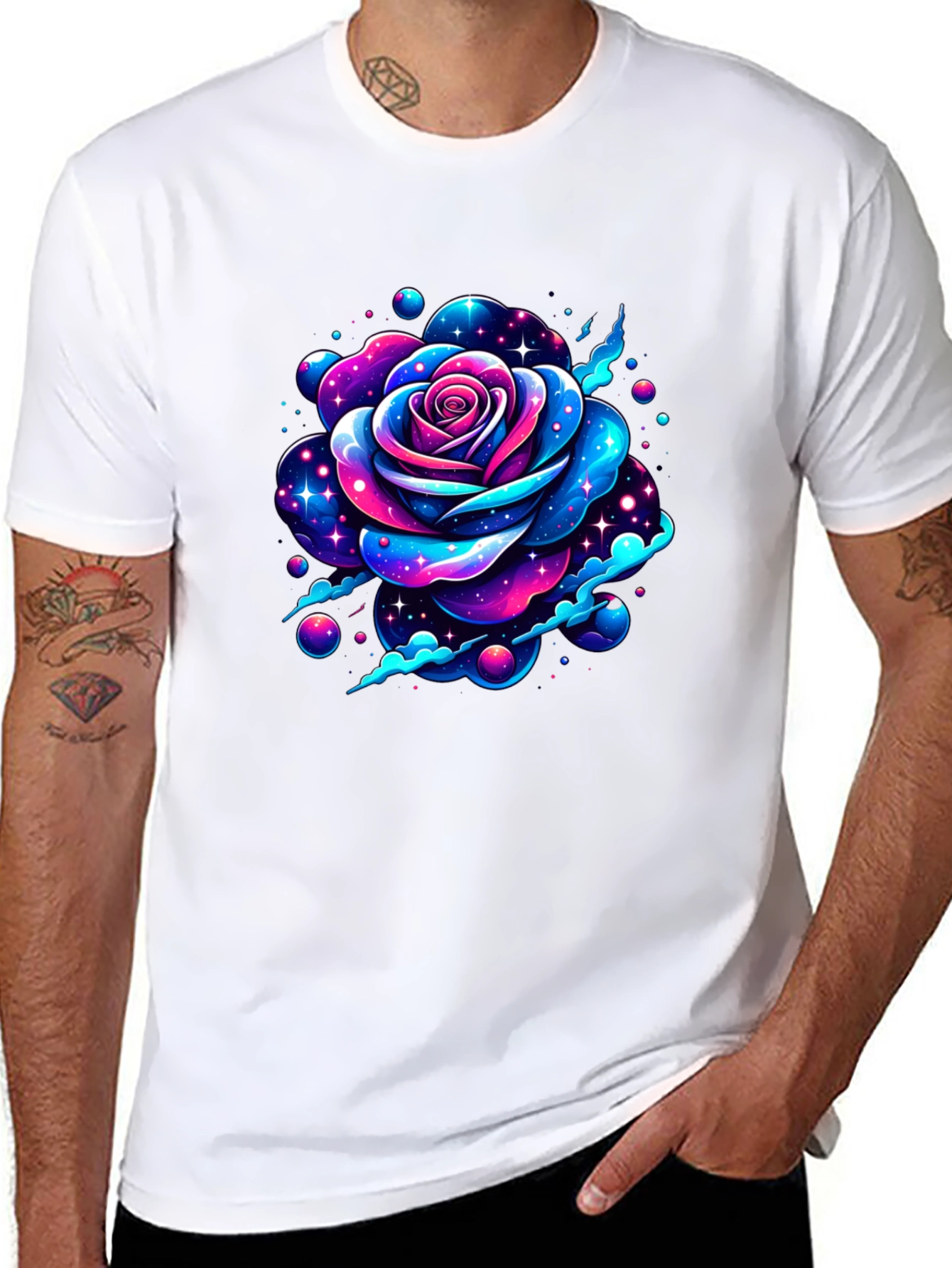 Galaxy Rose Graphic Black T-Shirt