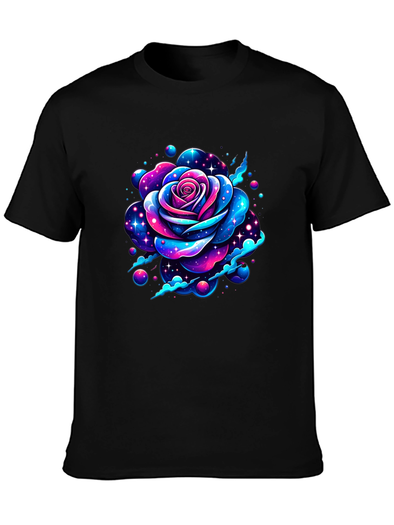 Galaxy Rose Graphic Black T-Shirt