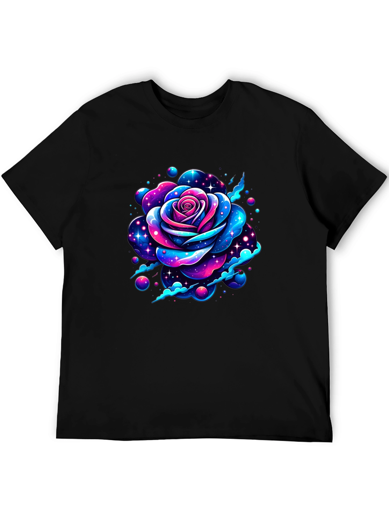 Galaxy Rose Graphic Black T-Shirt