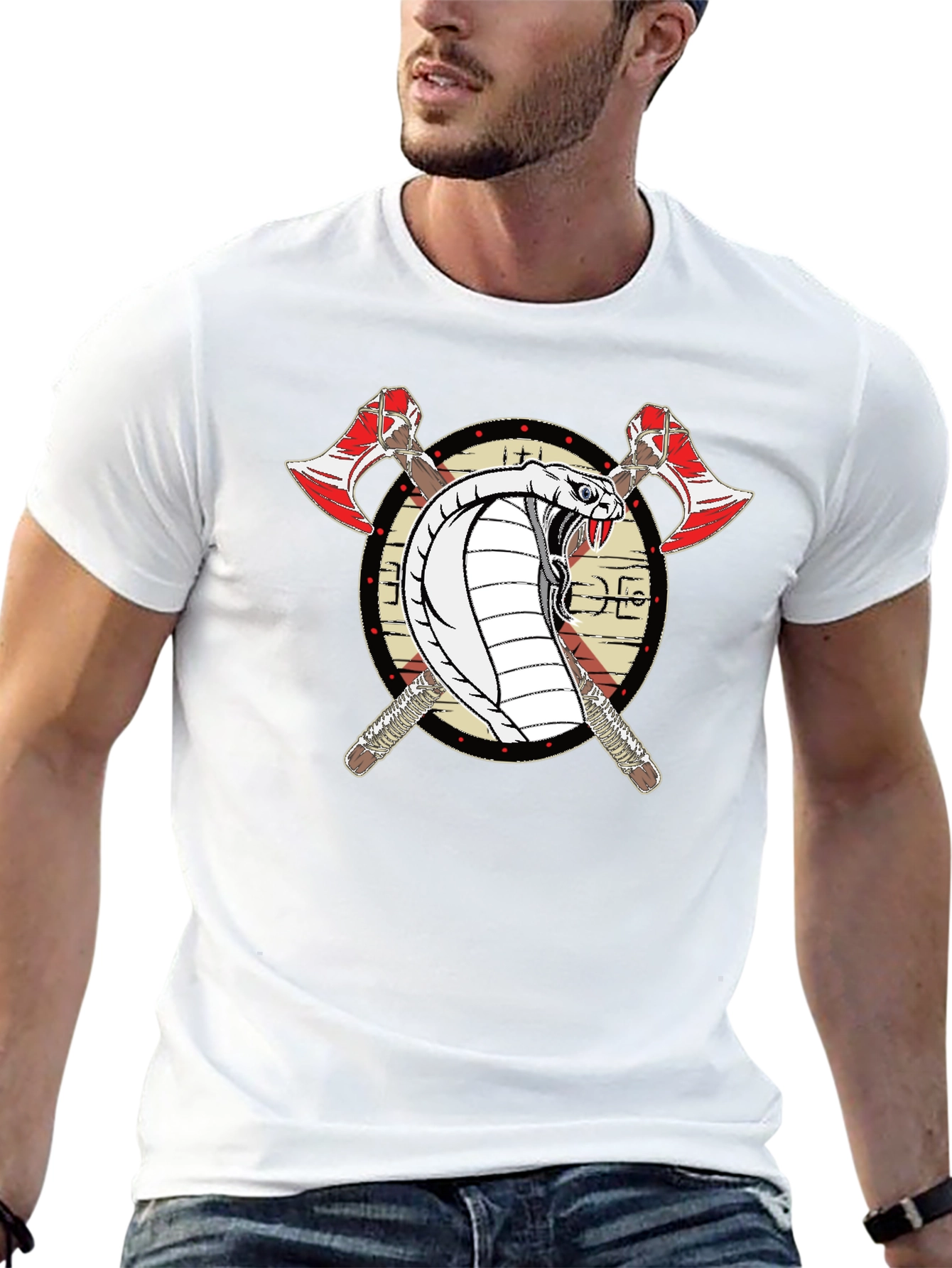 Cobra & Axes Black T-Shirt - Edgy Graphic Tee