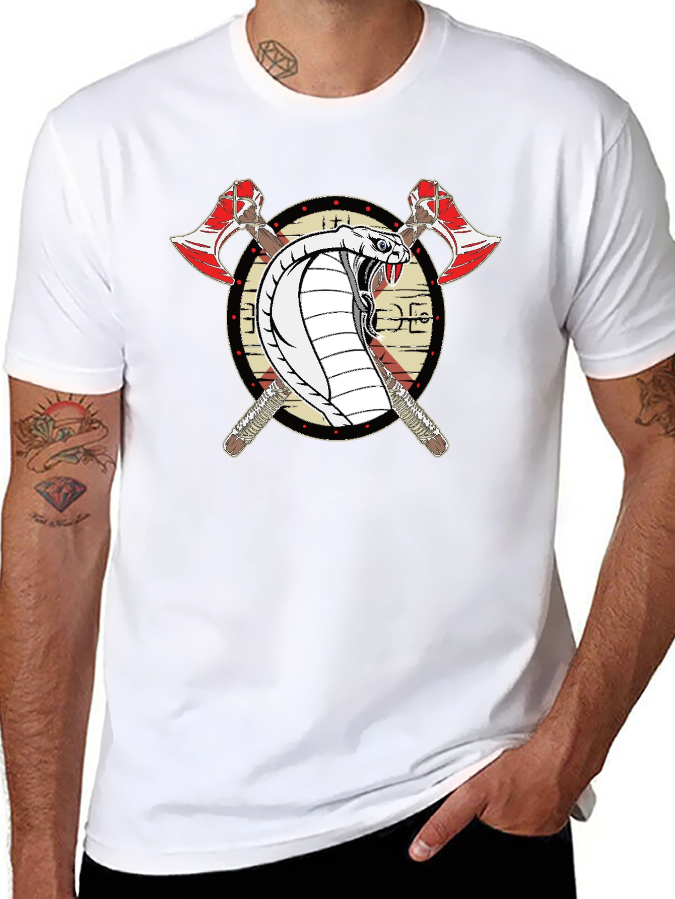 Cobra & Axes Black T-Shirt - Edgy Graphic Tee