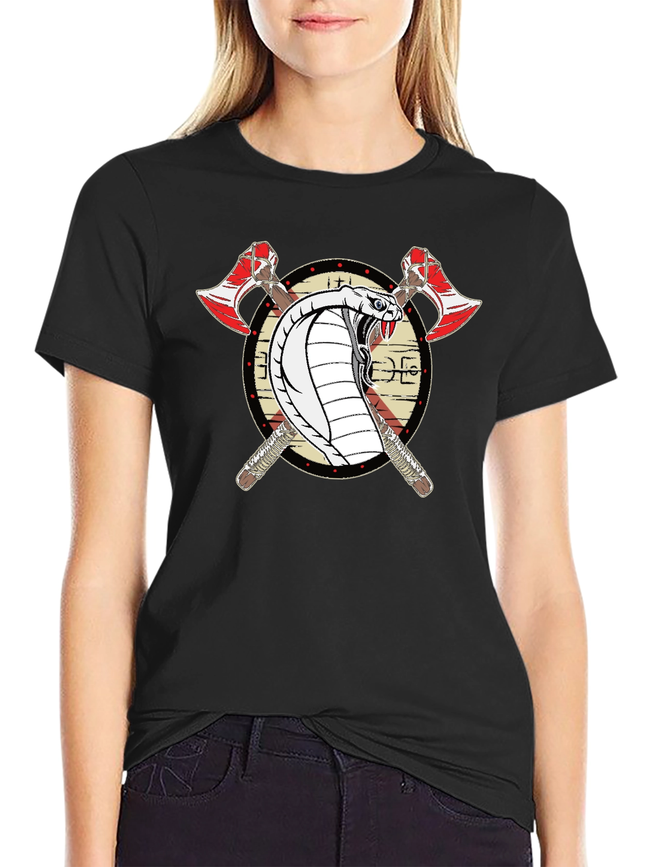 Cobra & Axes Black T-Shirt - Edgy Graphic Tee