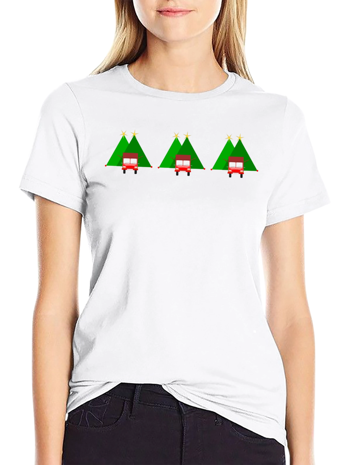 Festive Holiday Christmas Trees and Truck T-Shirt