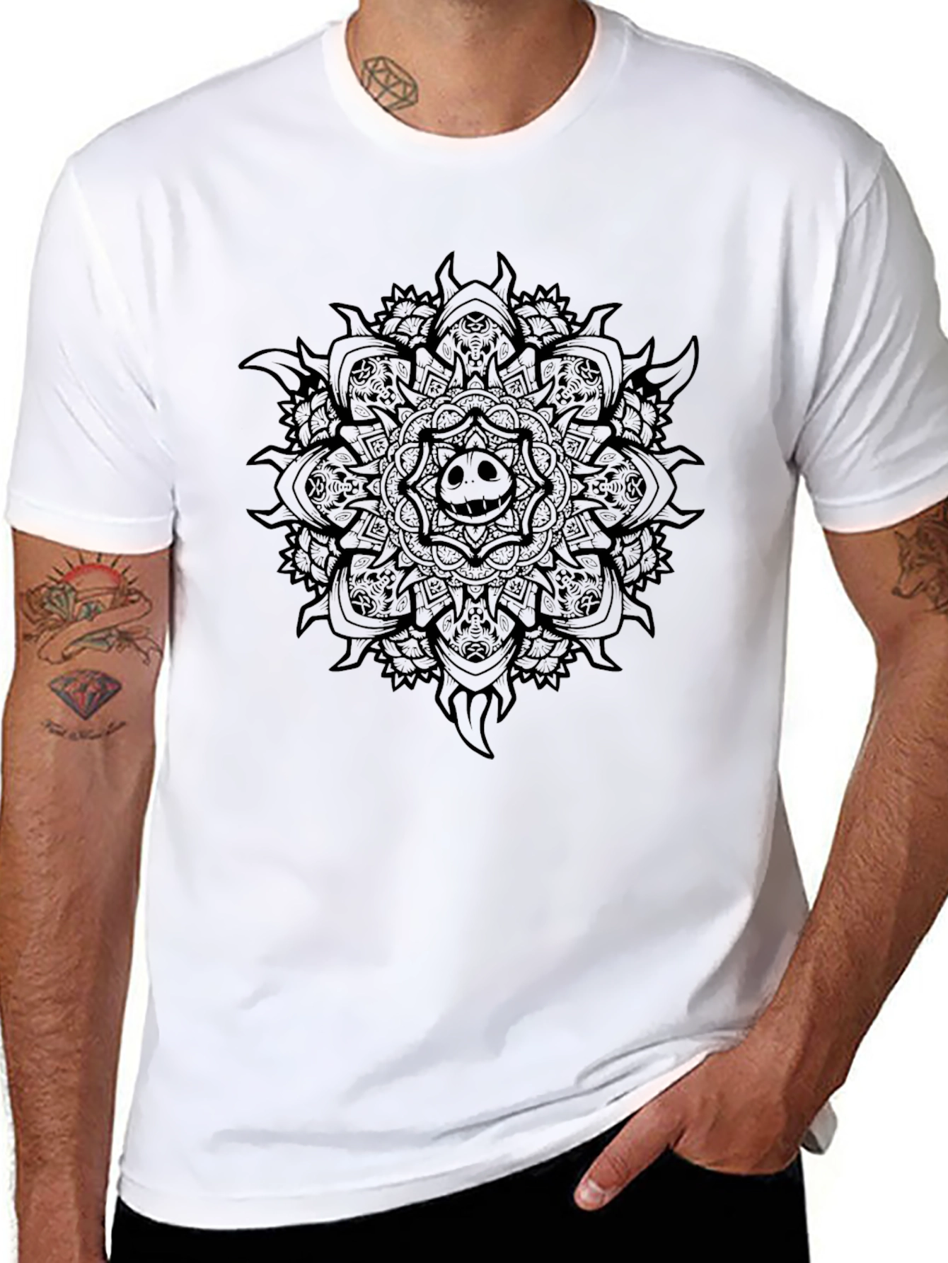 Black Jack Skellington Mandala T-Shirt