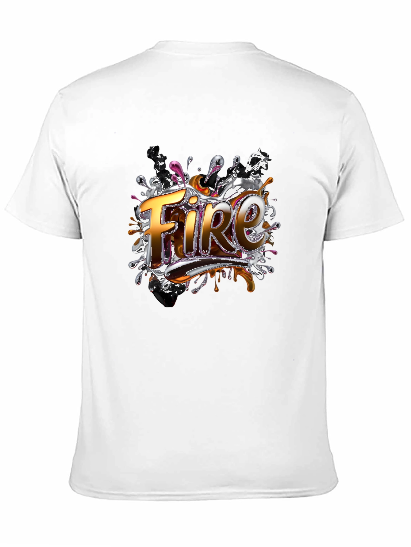 Fire Graphic Print Black T-Shirt