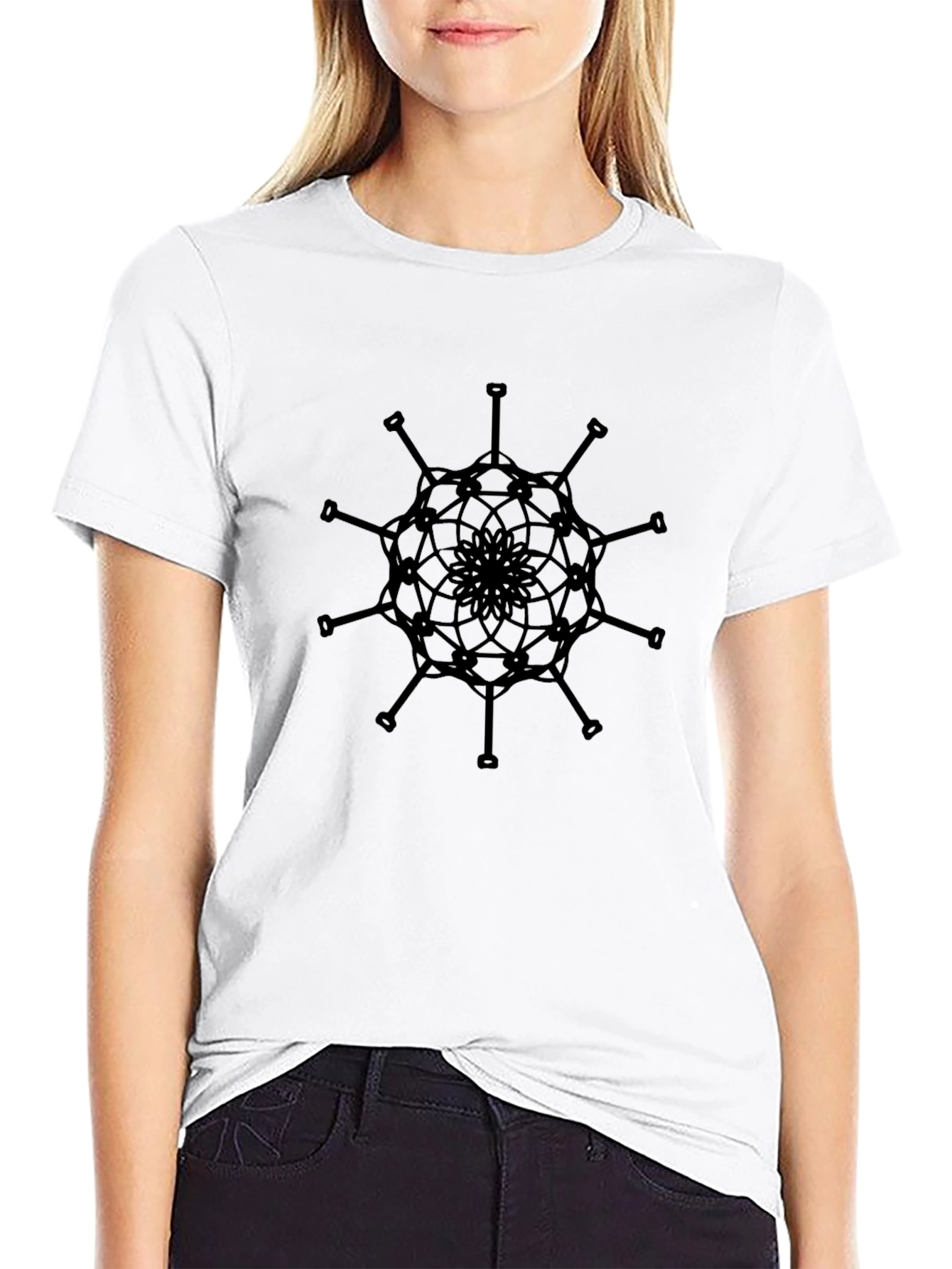Mens Black T-Shirt with Abstract Mandala Design