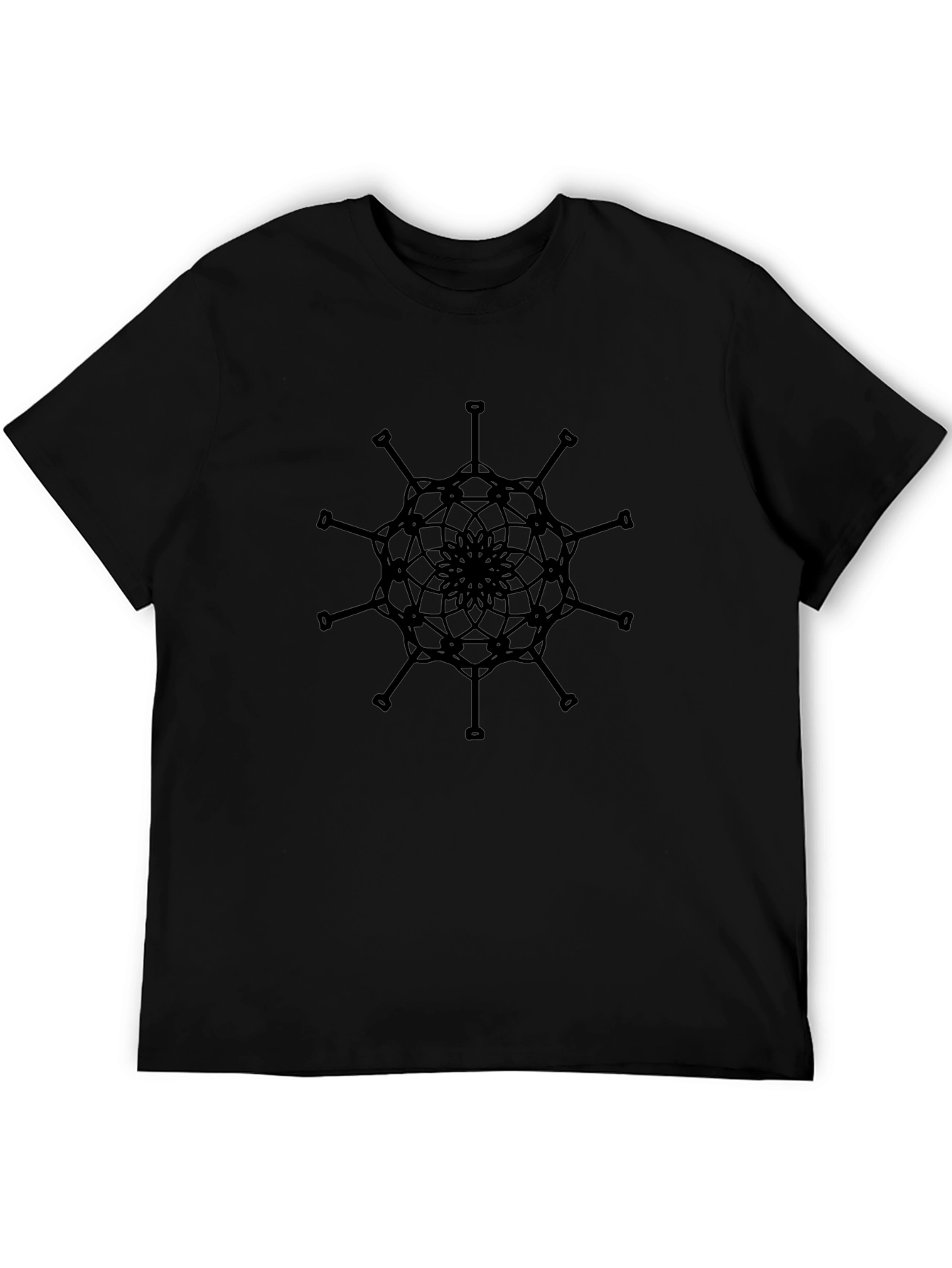 Mens Black T-Shirt with Abstract Mandala Design