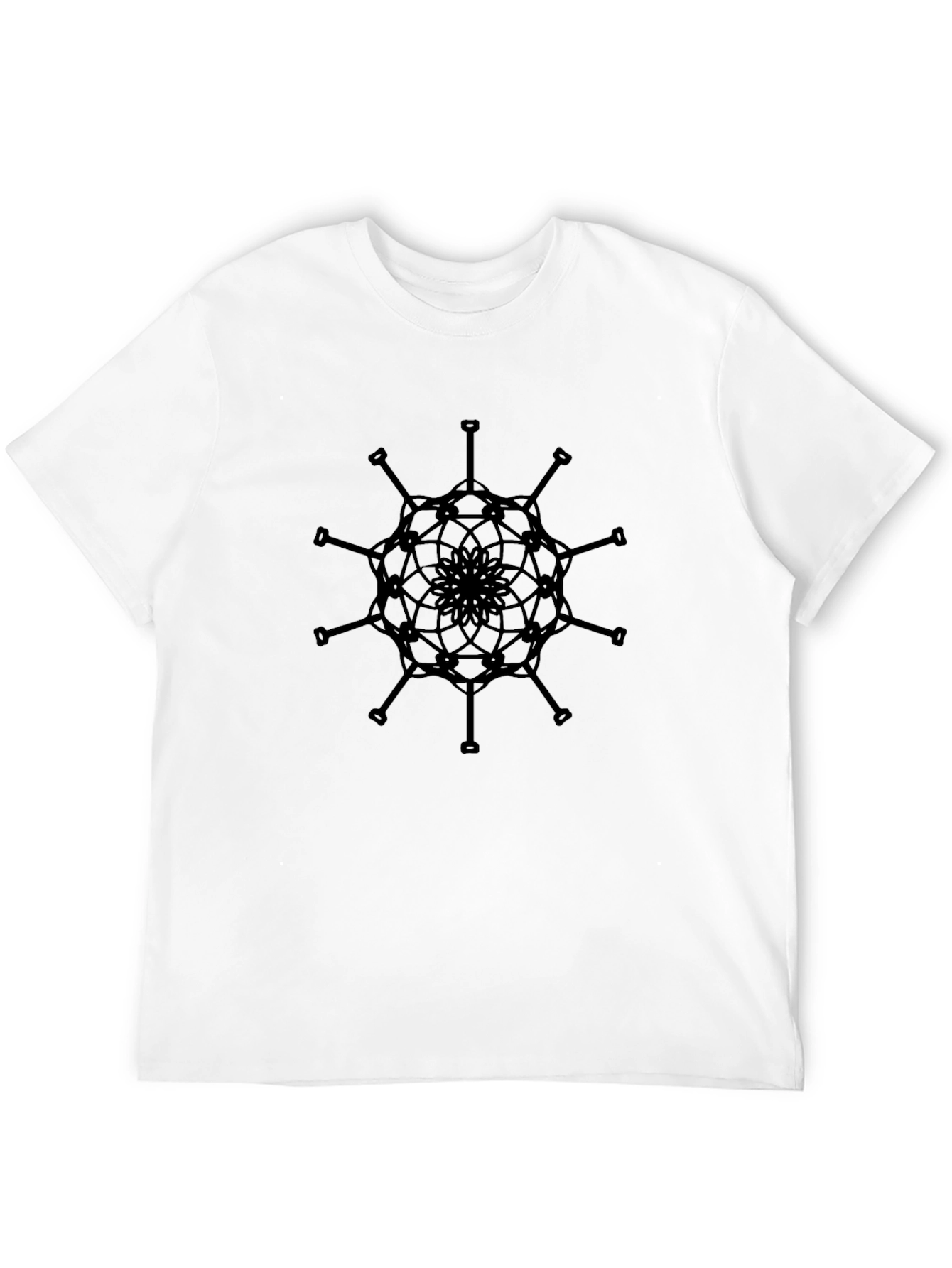 Mens Black T-Shirt with Abstract Mandala Design