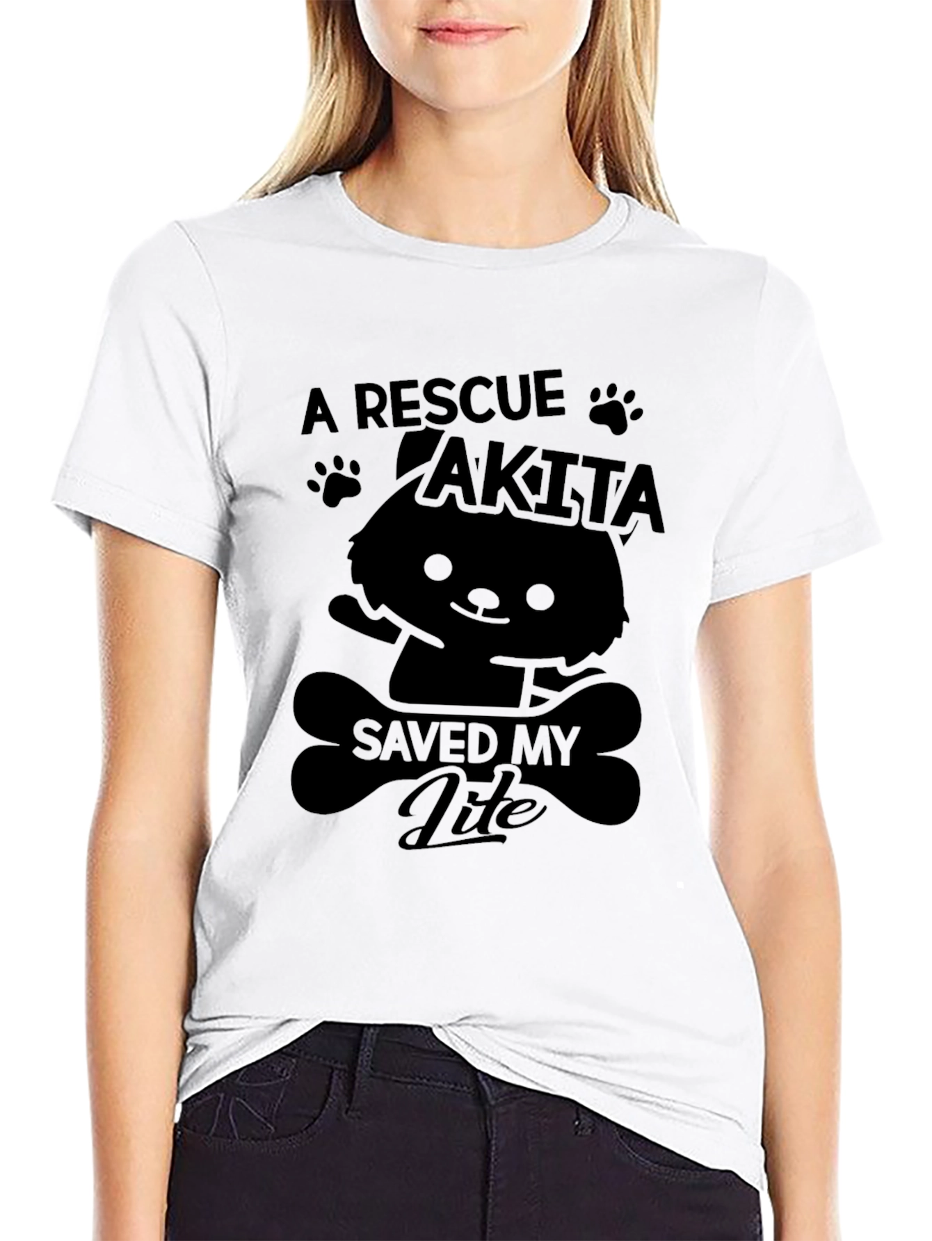 A Rescue Akita Saved My Life Black T-Shirt