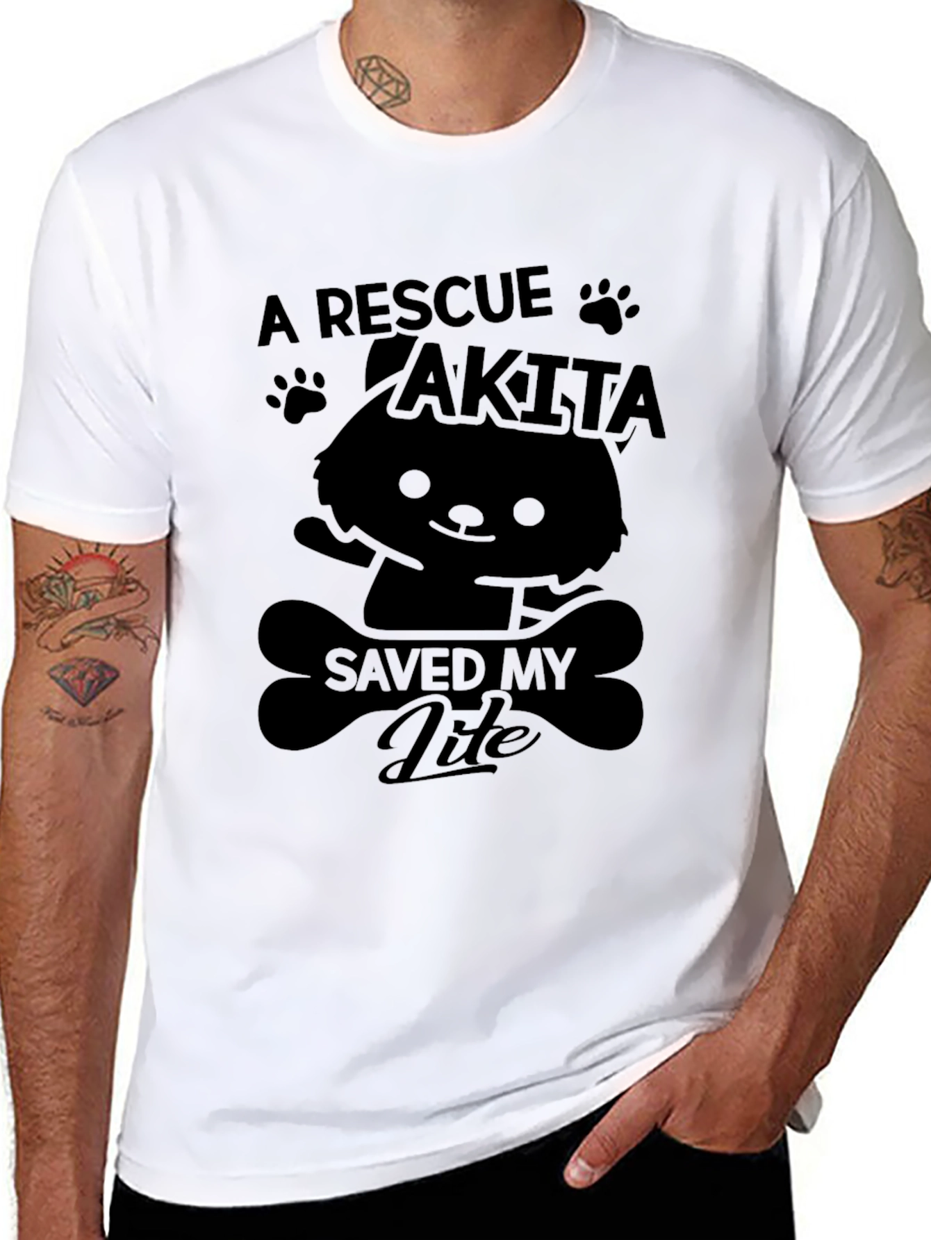 A Rescue Akita Saved My Life Black T-Shirt