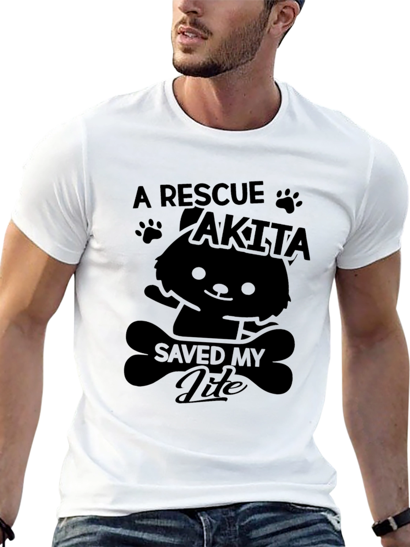 A Rescue Akita Saved My Life Black T-Shirt