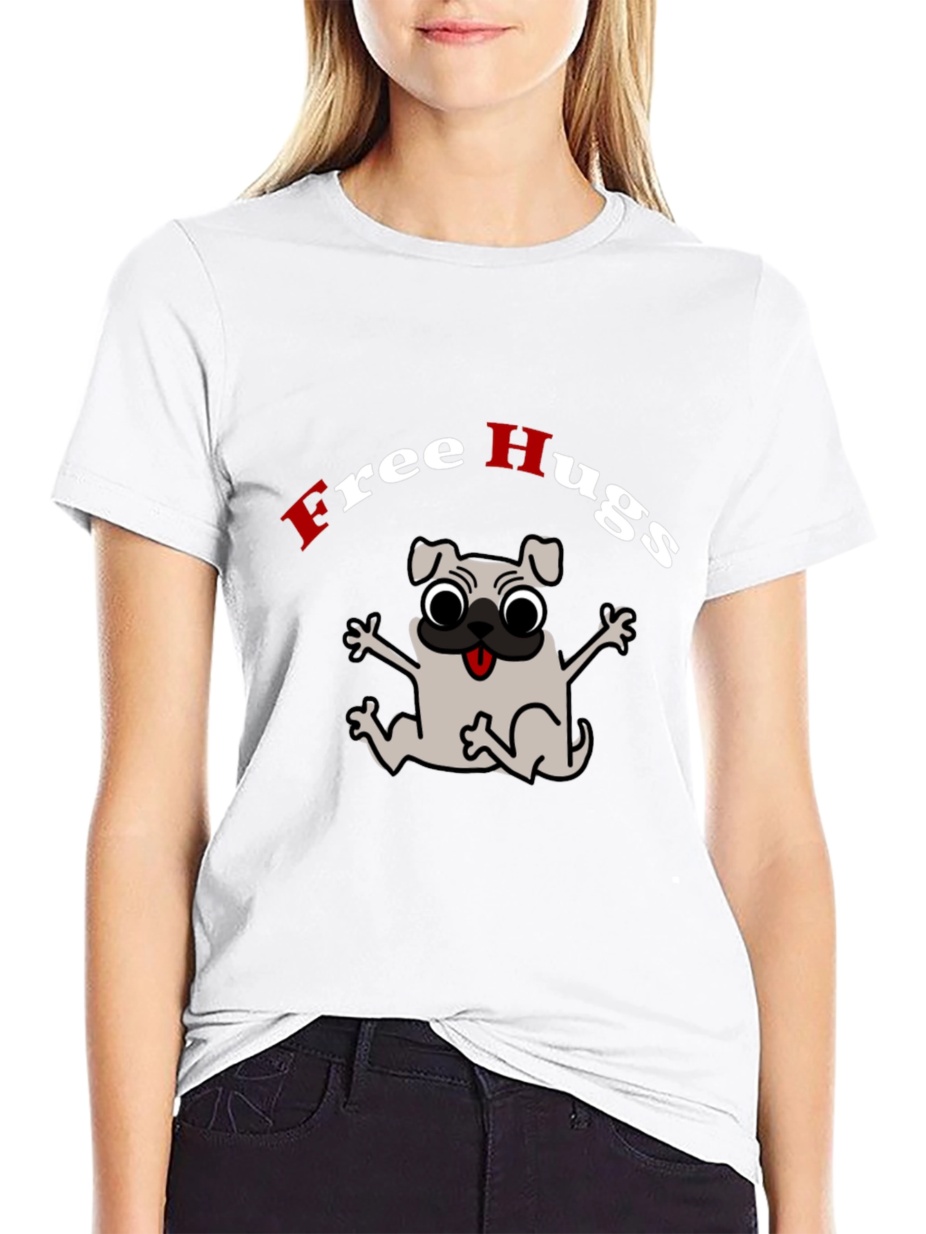 Free Hugs Pug Graphic Tee