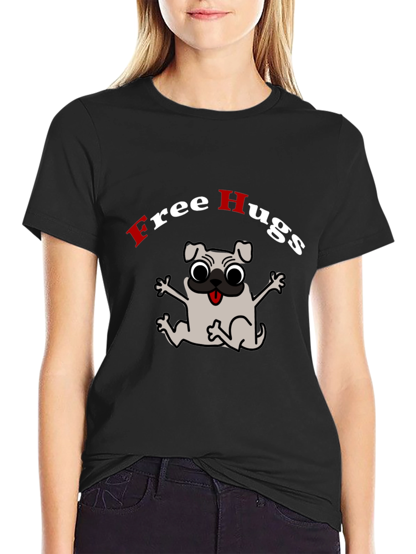 Free Hugs Pug Graphic Tee