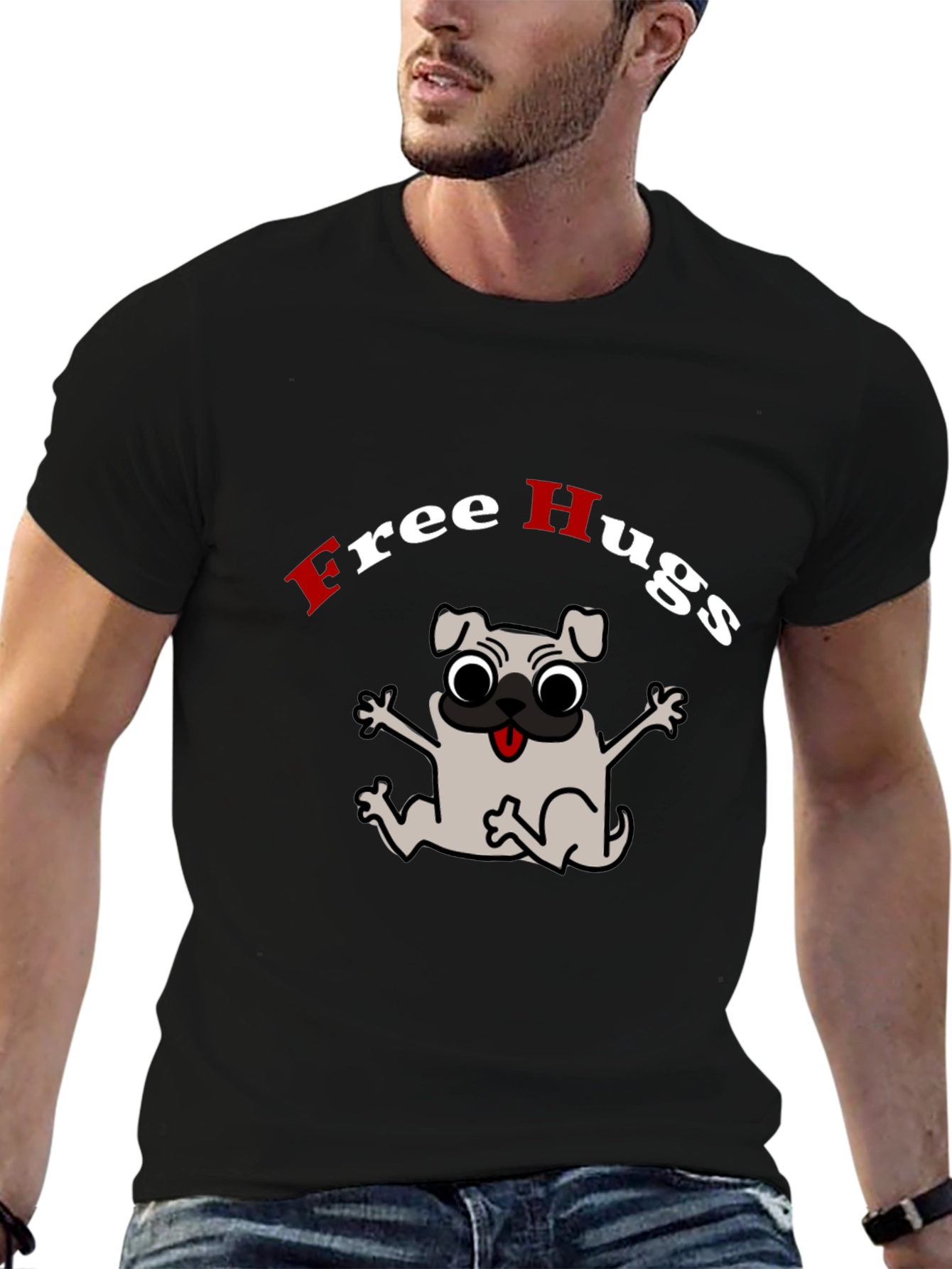 Free Hugs Pug Graphic Tee