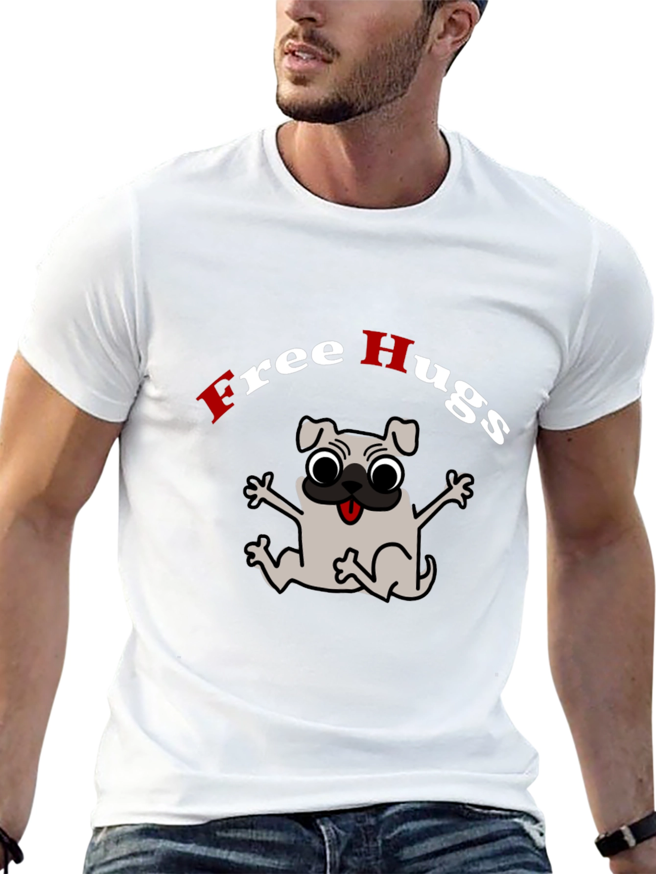 Free Hugs Pug Graphic Tee