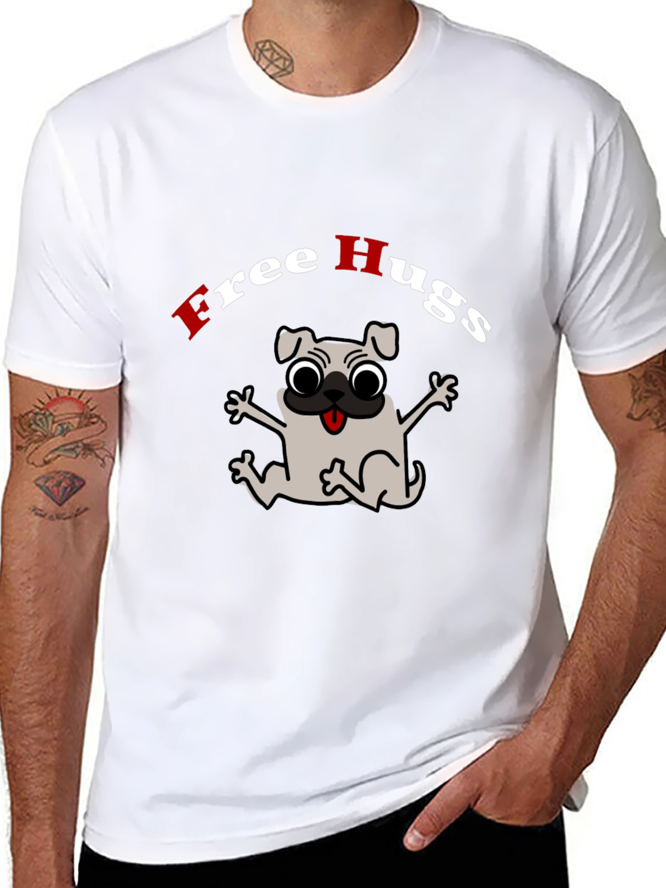 Free Hugs Pug Graphic Tee