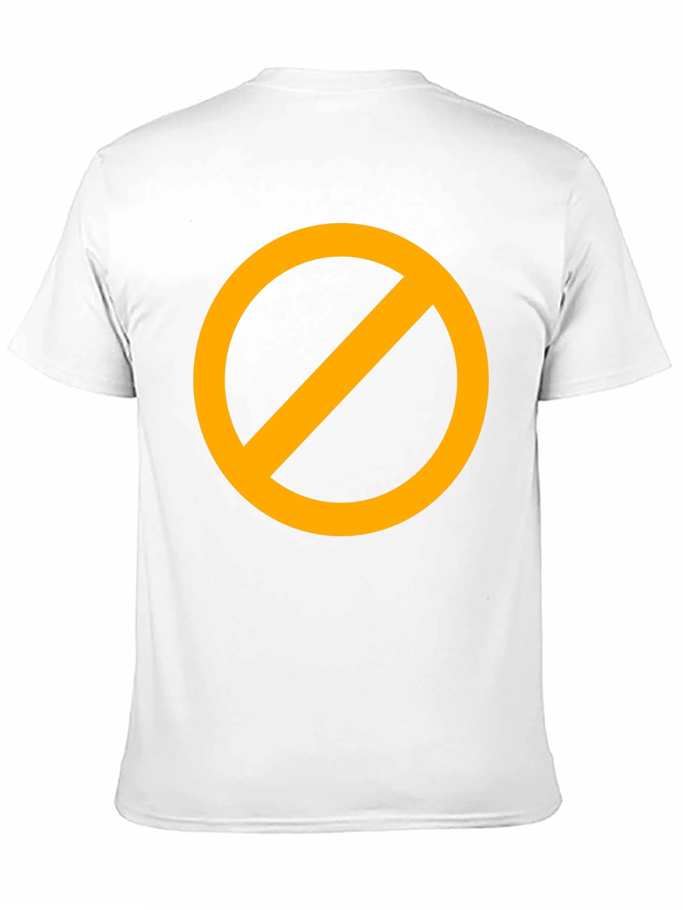 Black T-Shirt with Orange Circle Prohibition Symbol