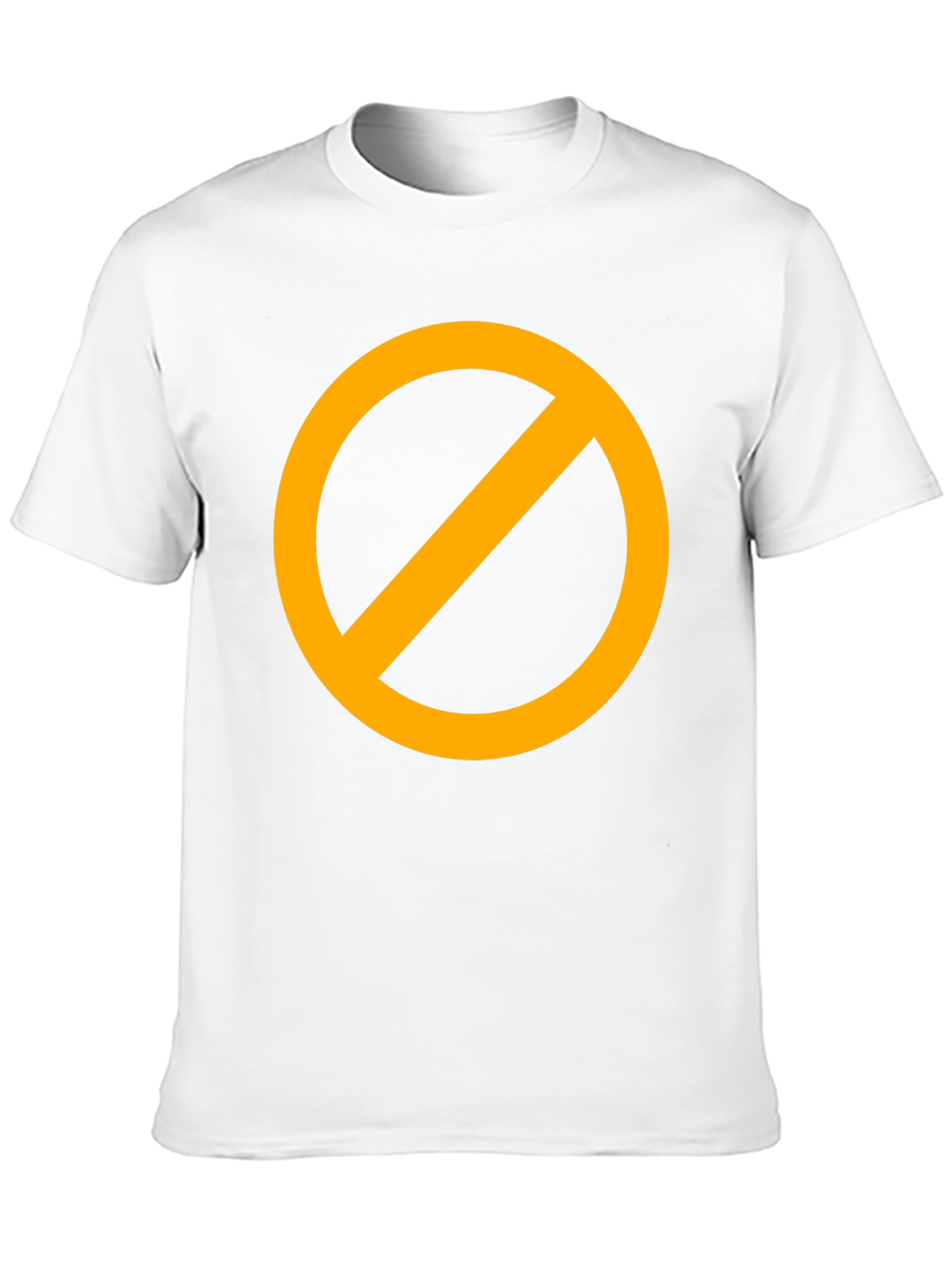 Black T-Shirt with Orange Circle Prohibition Symbol