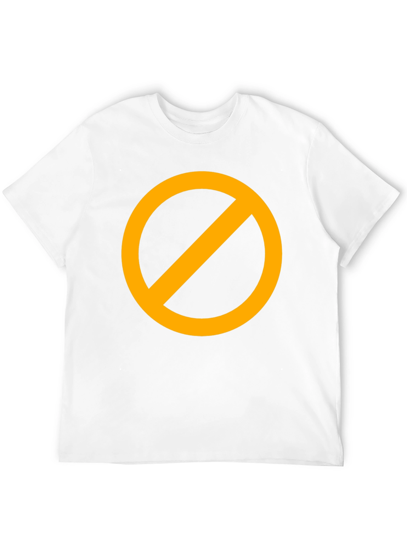 Black T-Shirt with Orange Circle Prohibition Symbol