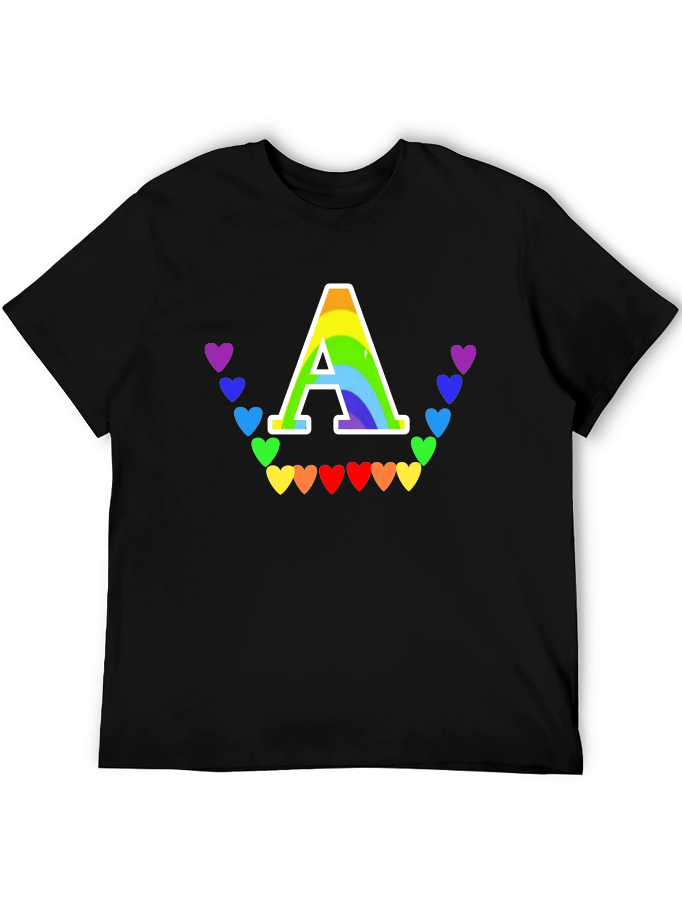 Rainbow Heart A Initial T-Shirt