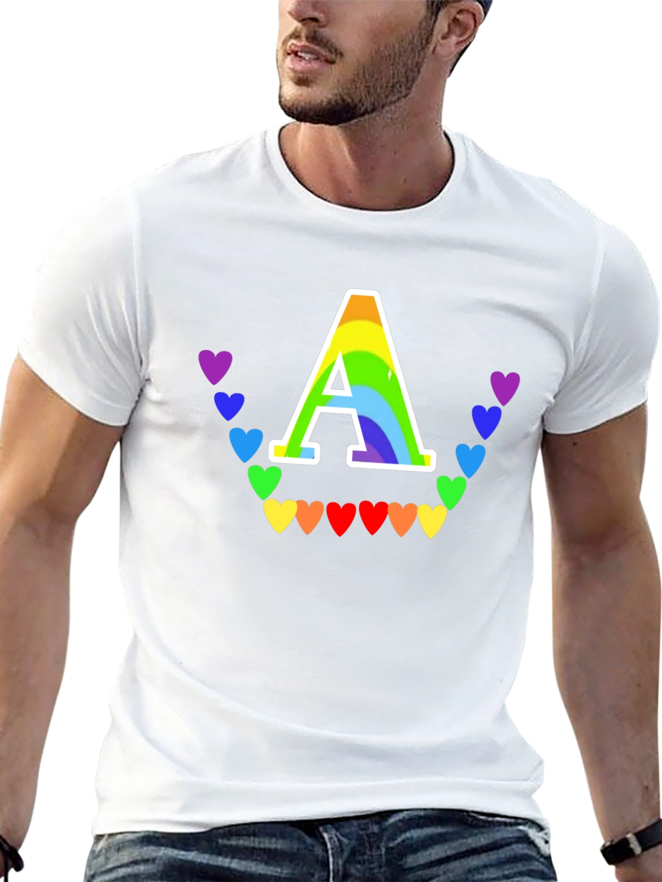 Rainbow Heart A Initial T-Shirt