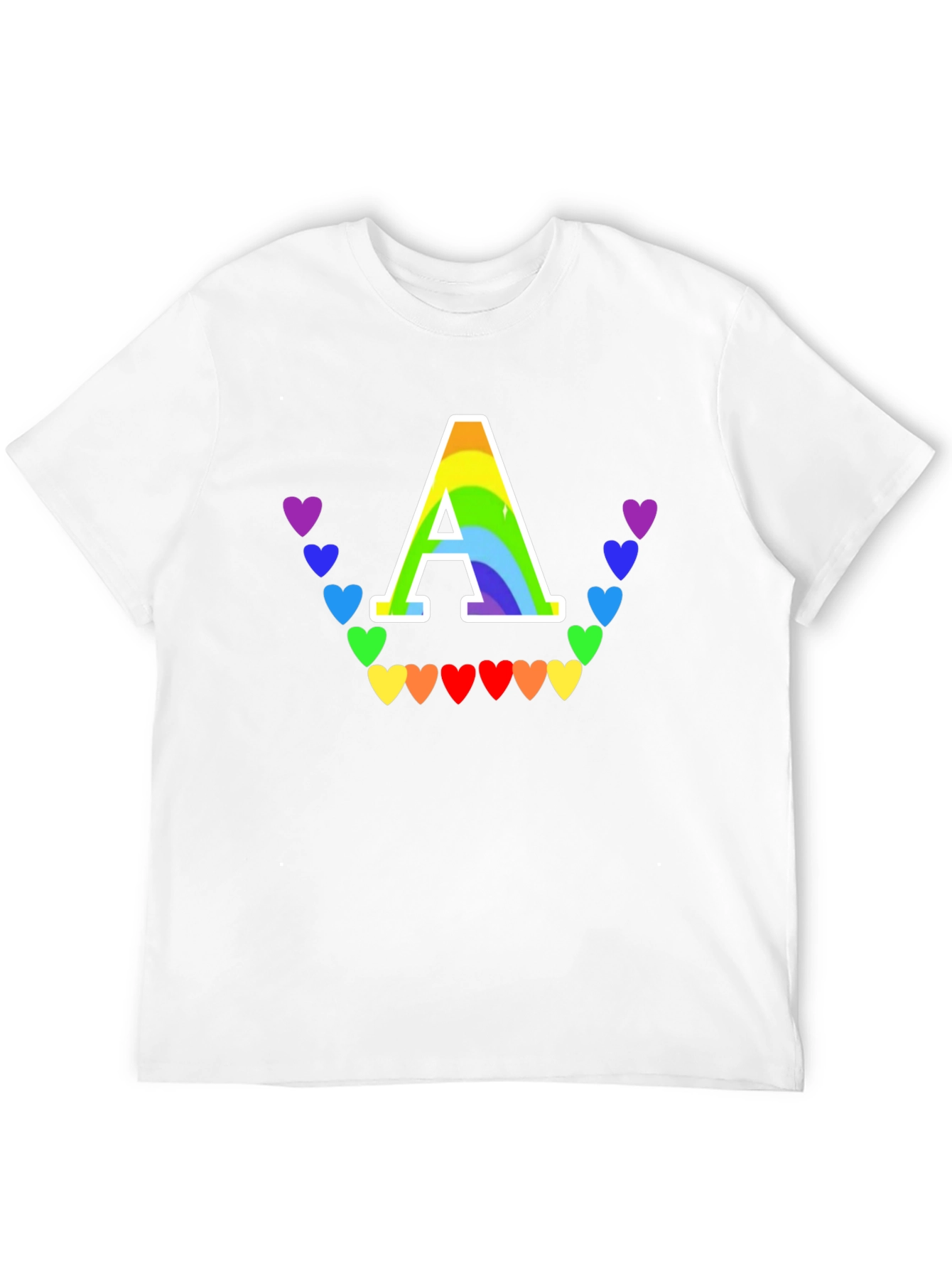 Rainbow Heart A Initial T-Shirt