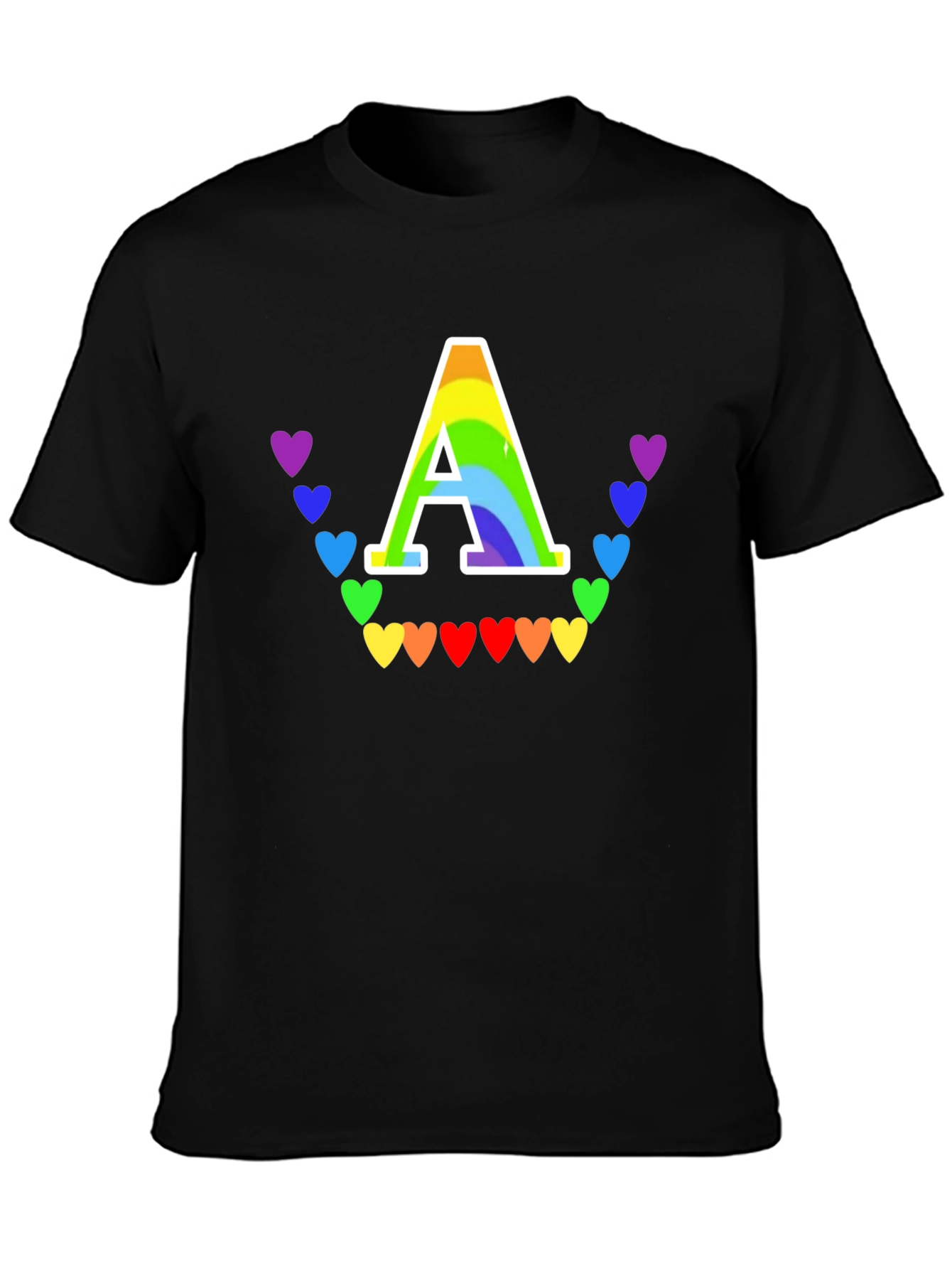 Rainbow Heart A Initial T-Shirt