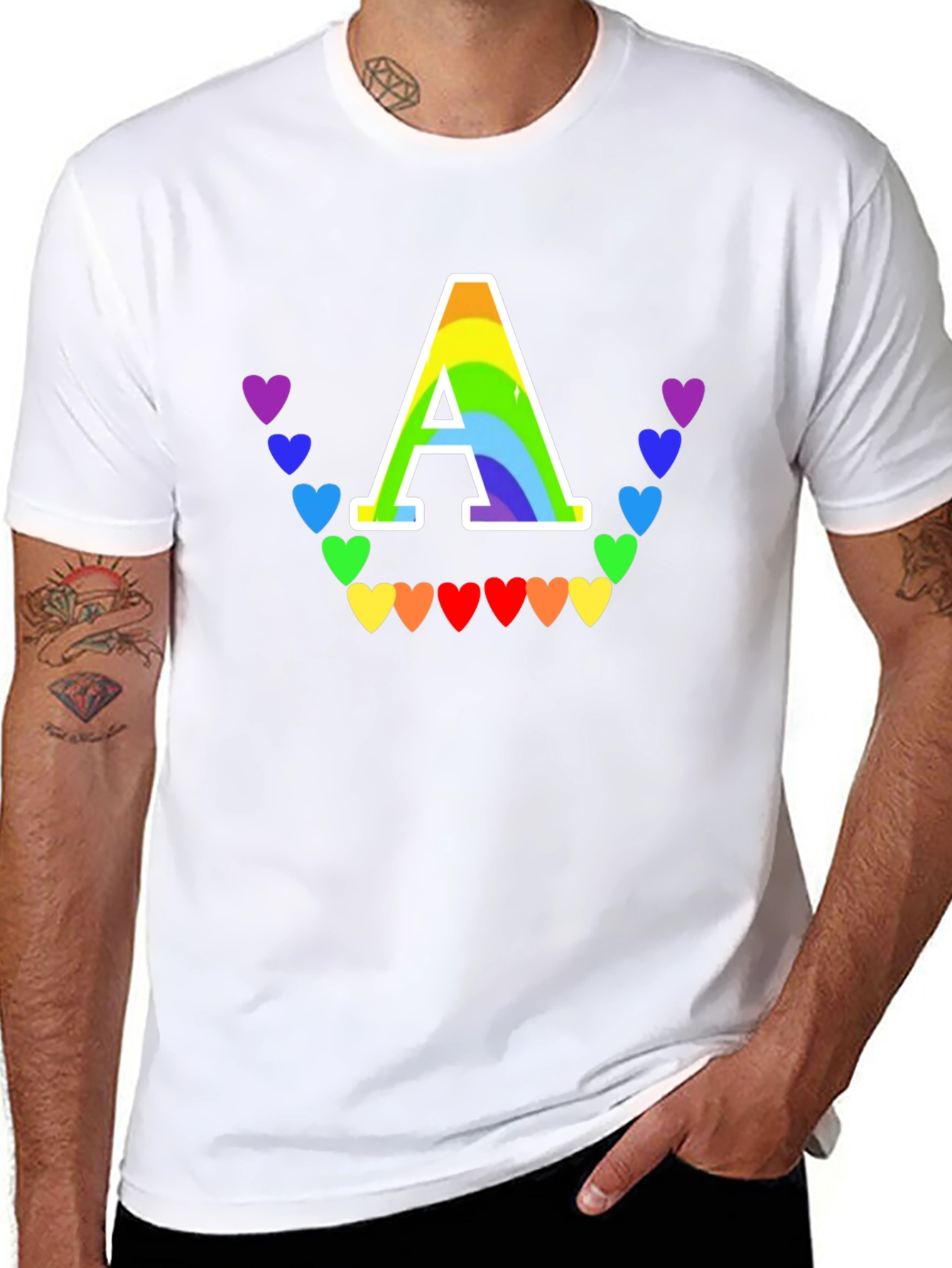 Rainbow Heart A Initial T-Shirt