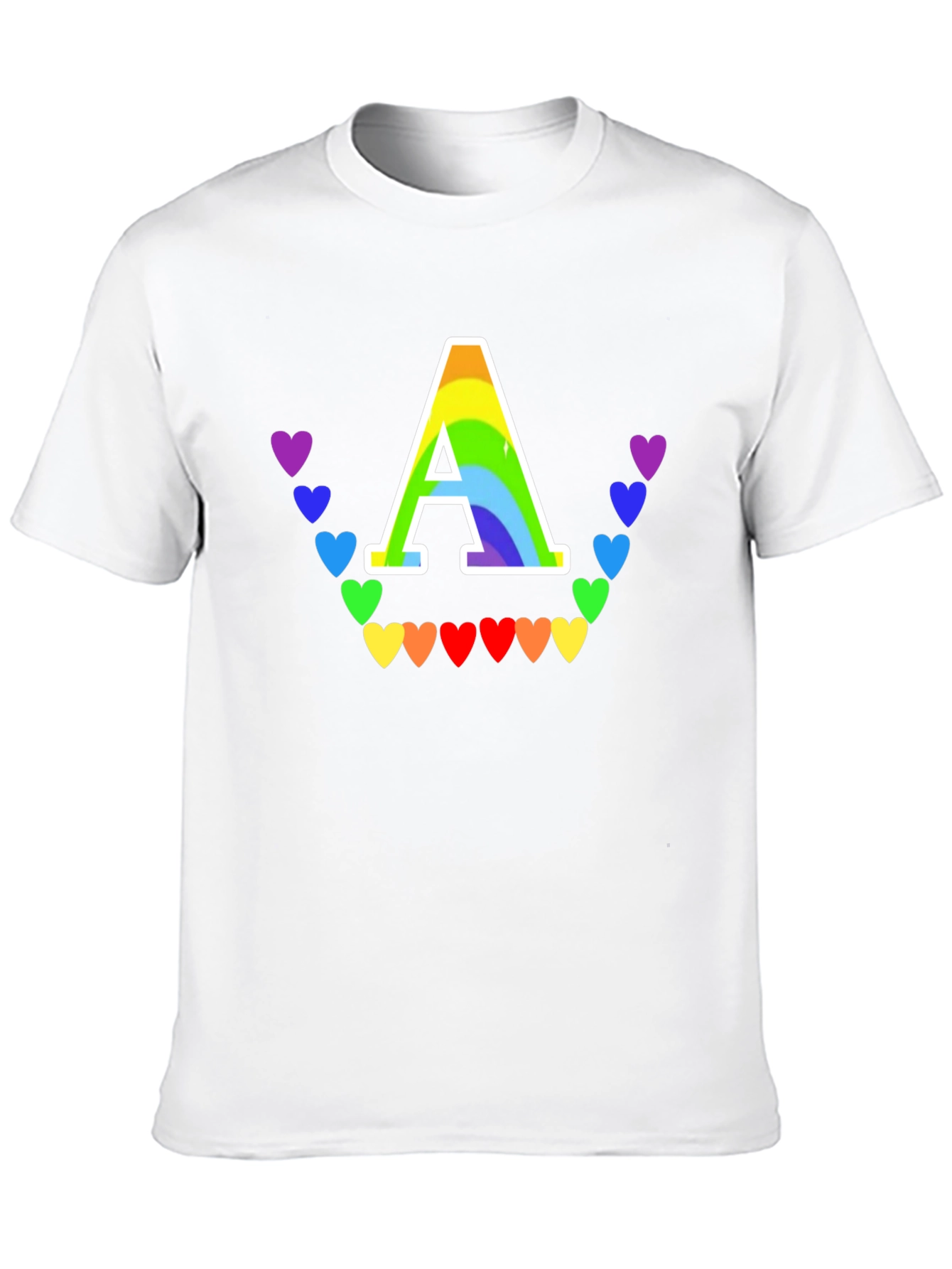 Rainbow Heart A Initial T-Shirt