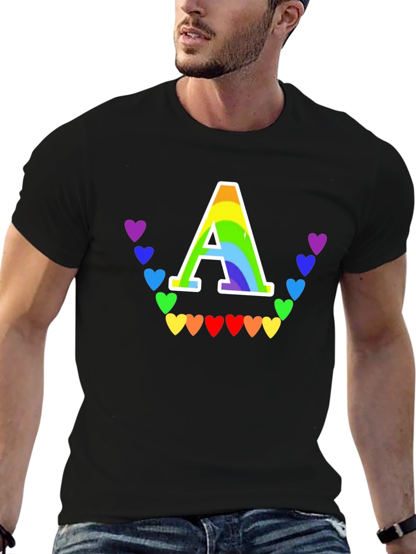 Rainbow Heart A Initial T-Shirt