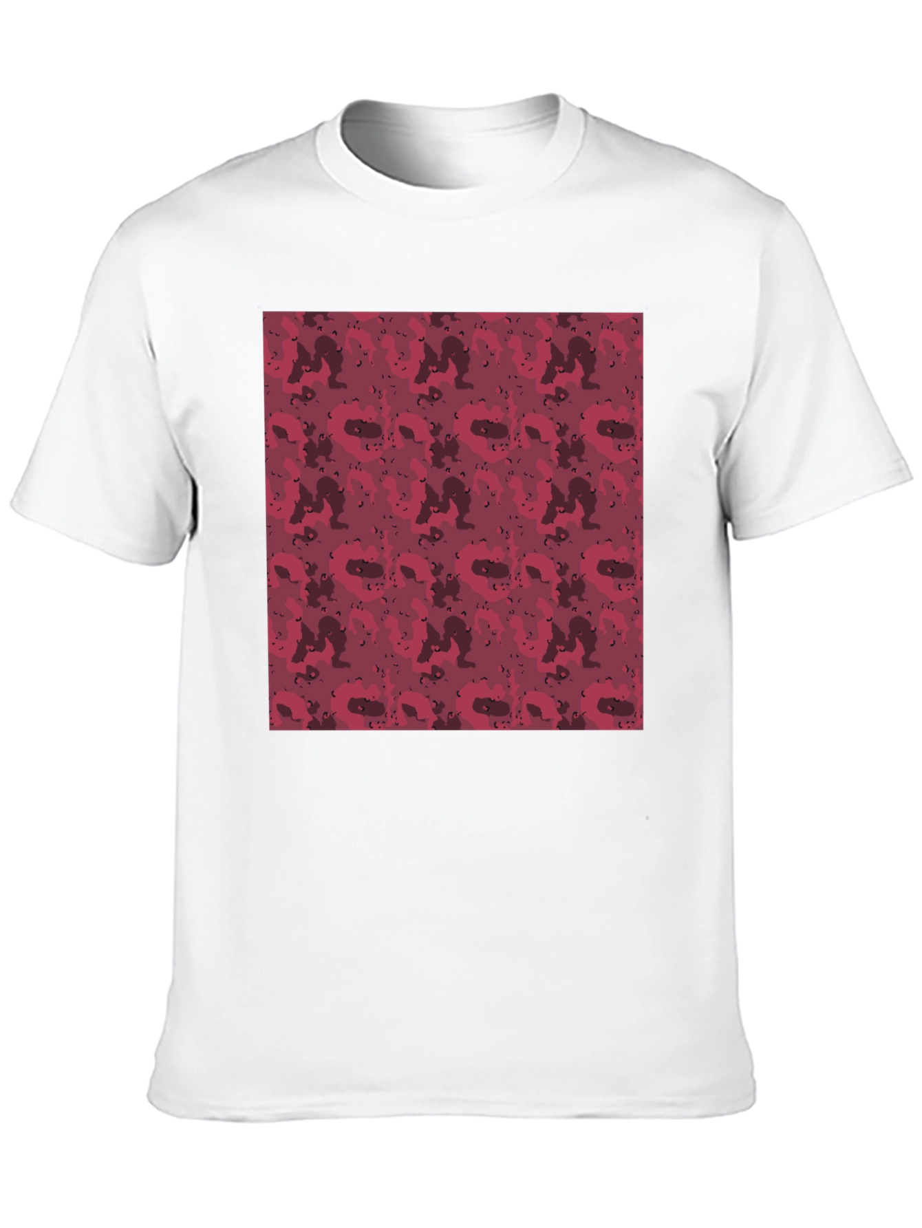 Red Camo Print Mens Black T-Shirt