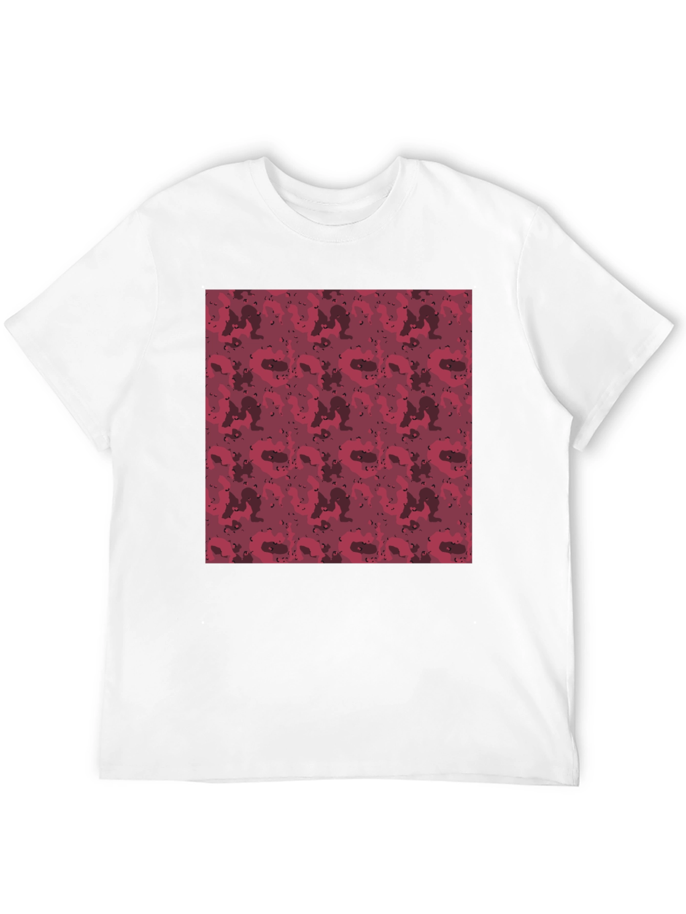 Red Camo Print Mens Black T-Shirt