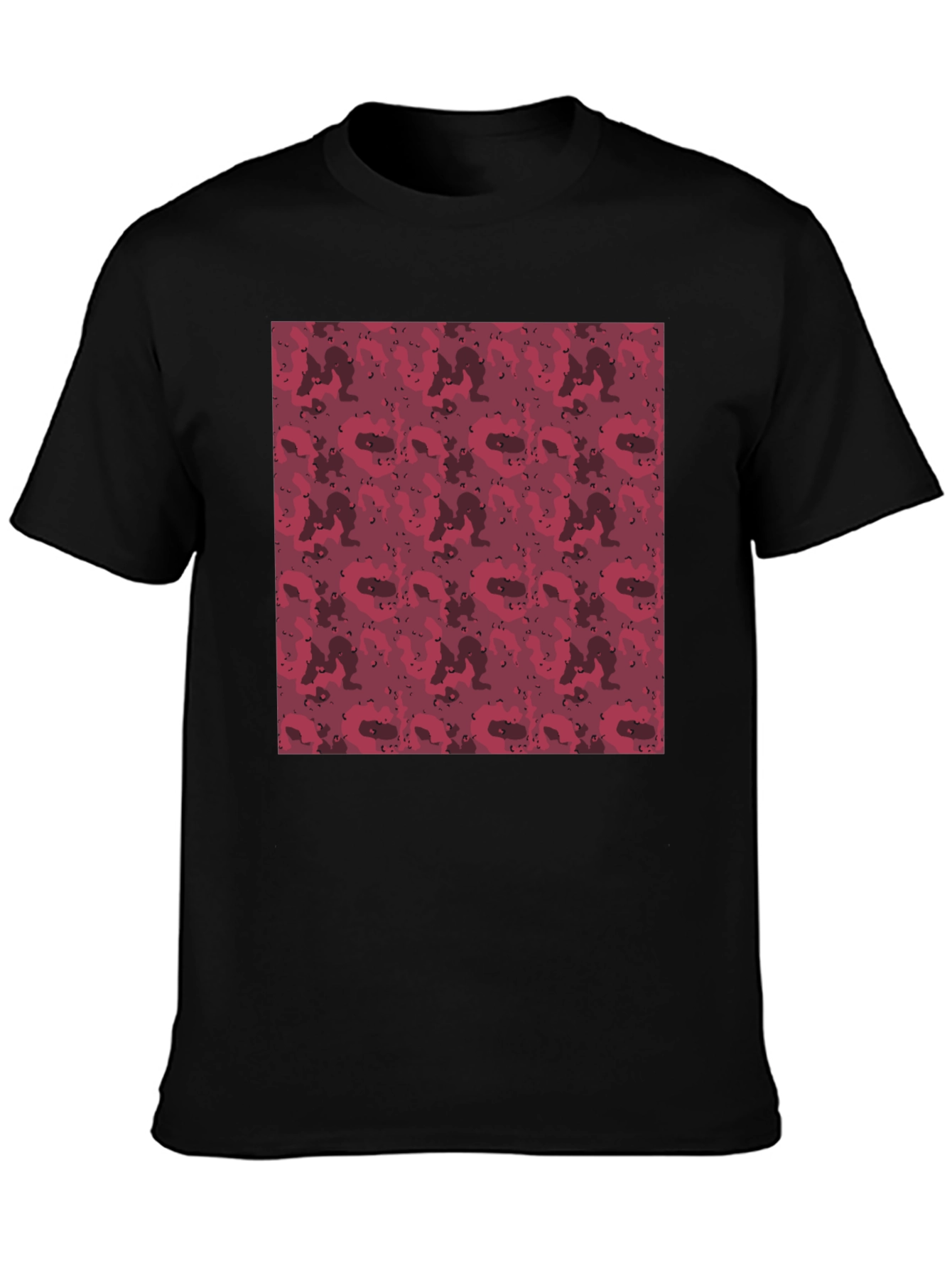 Red Camo Print Mens Black T-Shirt
