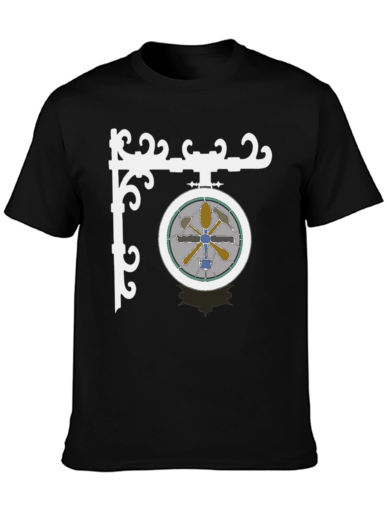 Stained Glass Style Round Sign Graphic Tee