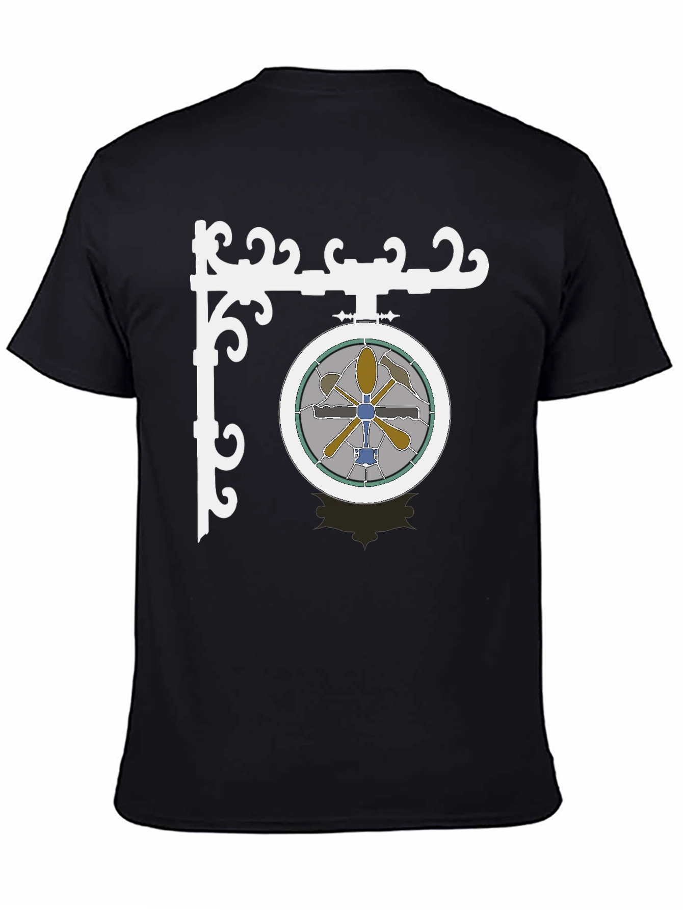 Stained Glass Style Round Sign Graphic Tee