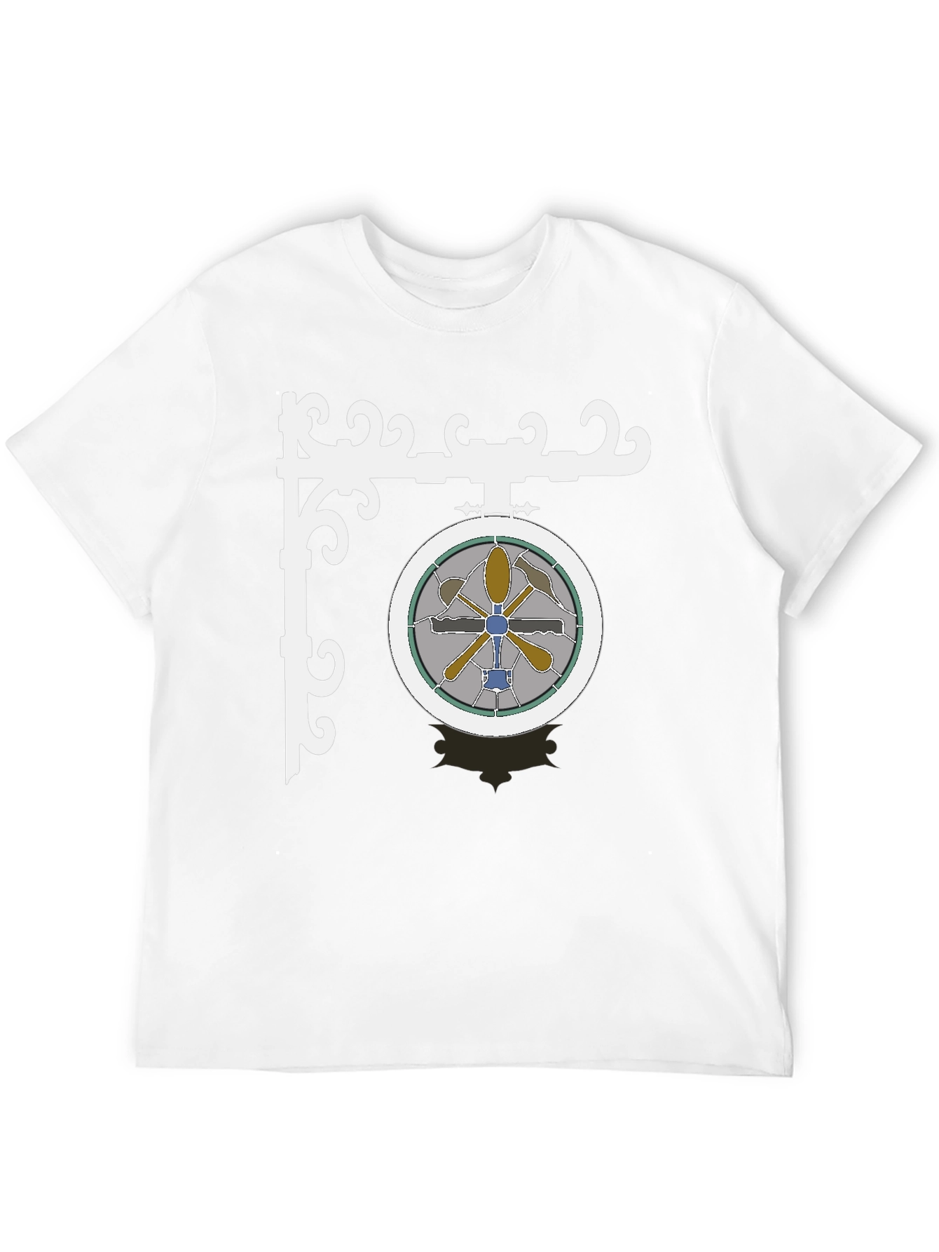 Stained Glass Style Round Sign Graphic Tee