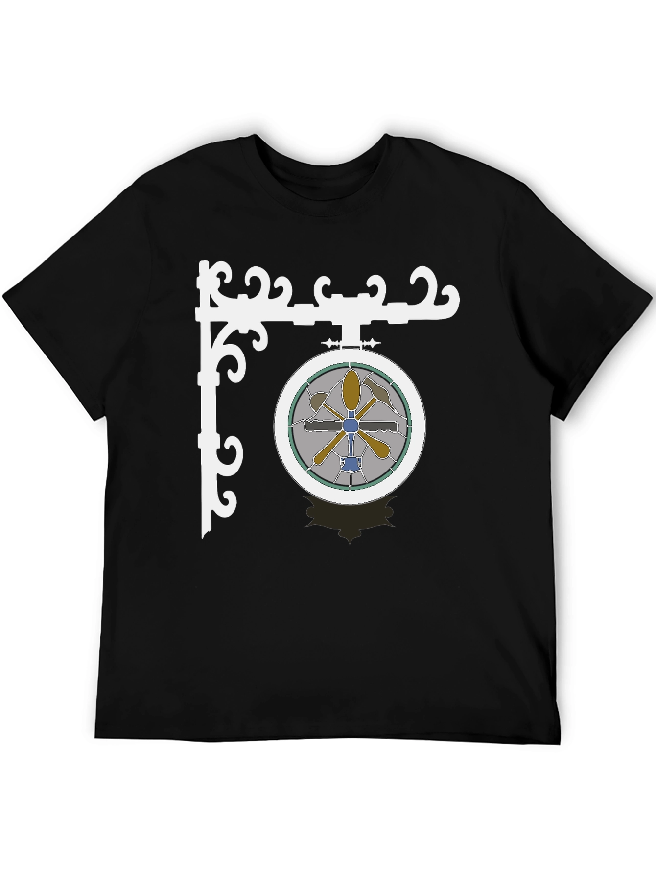 Stained Glass Style Round Sign Graphic Tee