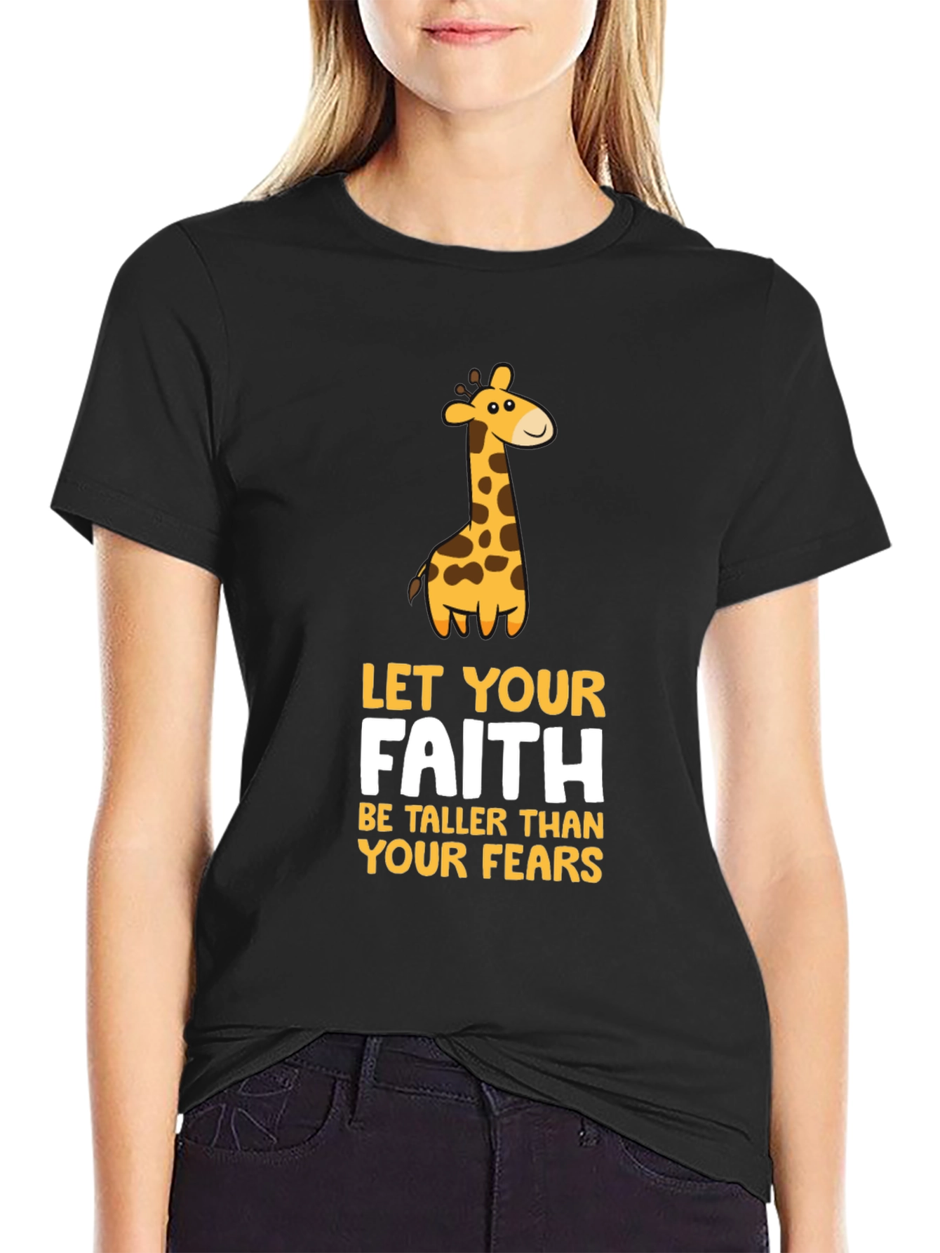 Faith Giraffe Graphic Tee - Unisex Black T-Shirt