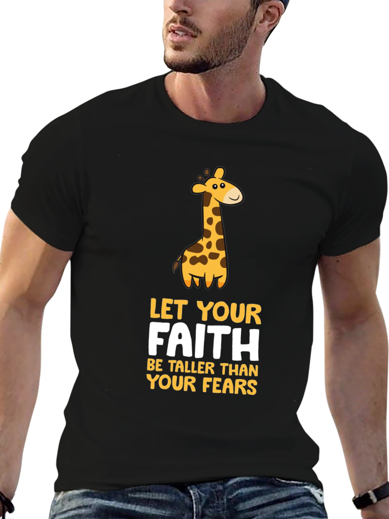 Faith Giraffe Graphic Tee - Unisex Black T-Shirt