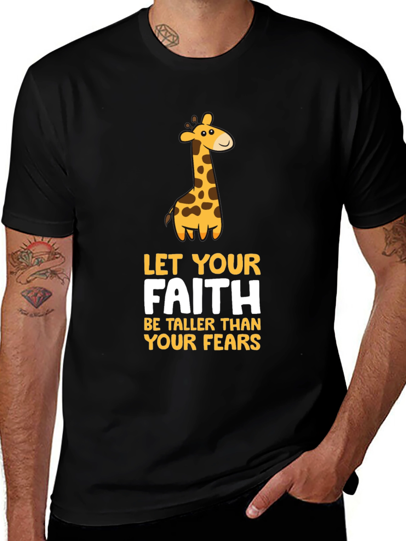 Faith Giraffe Graphic Tee - Unisex Black T-Shirt