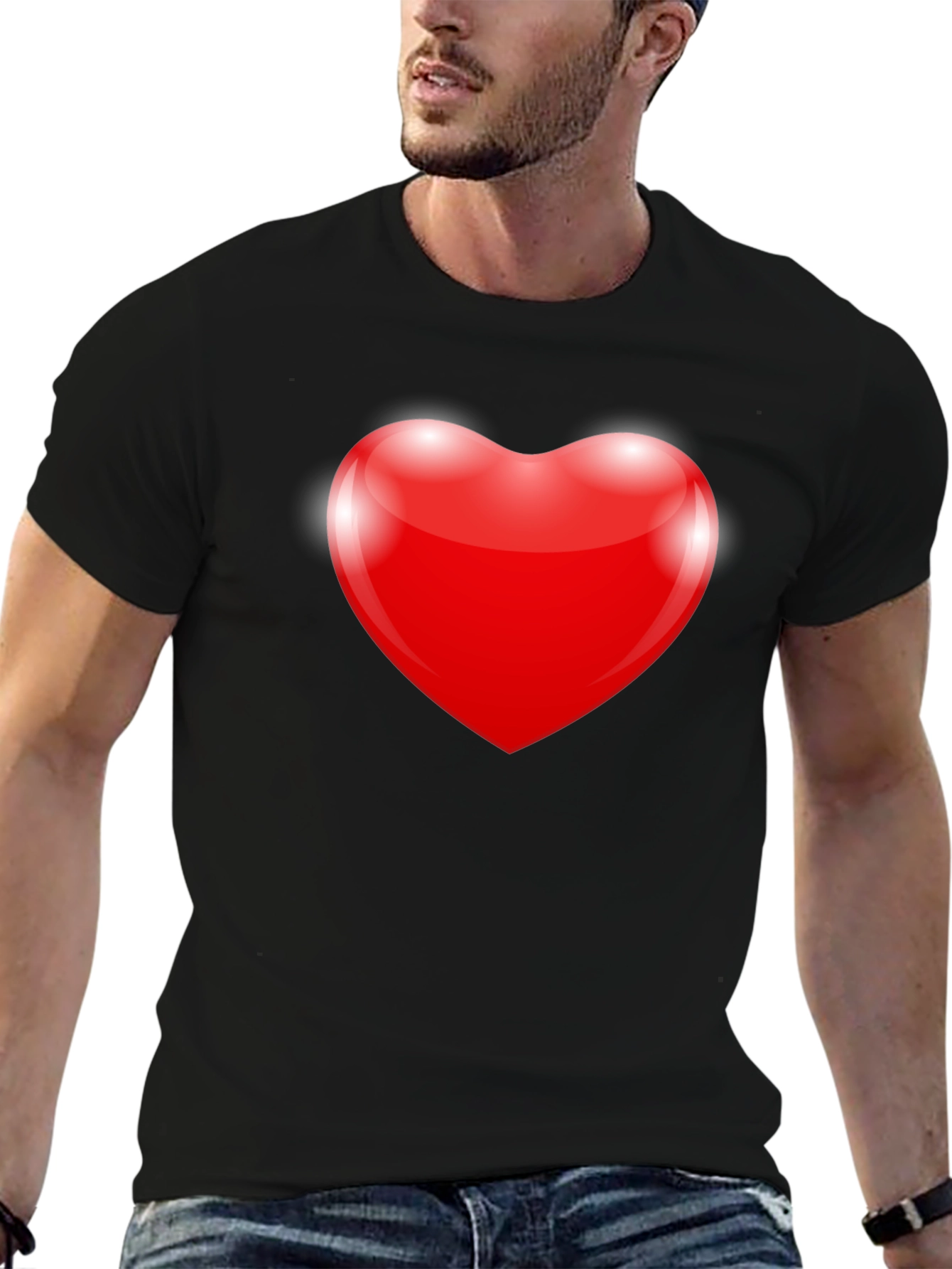 Heart Graphic Black T-Shirt - Stylish & Comfortable