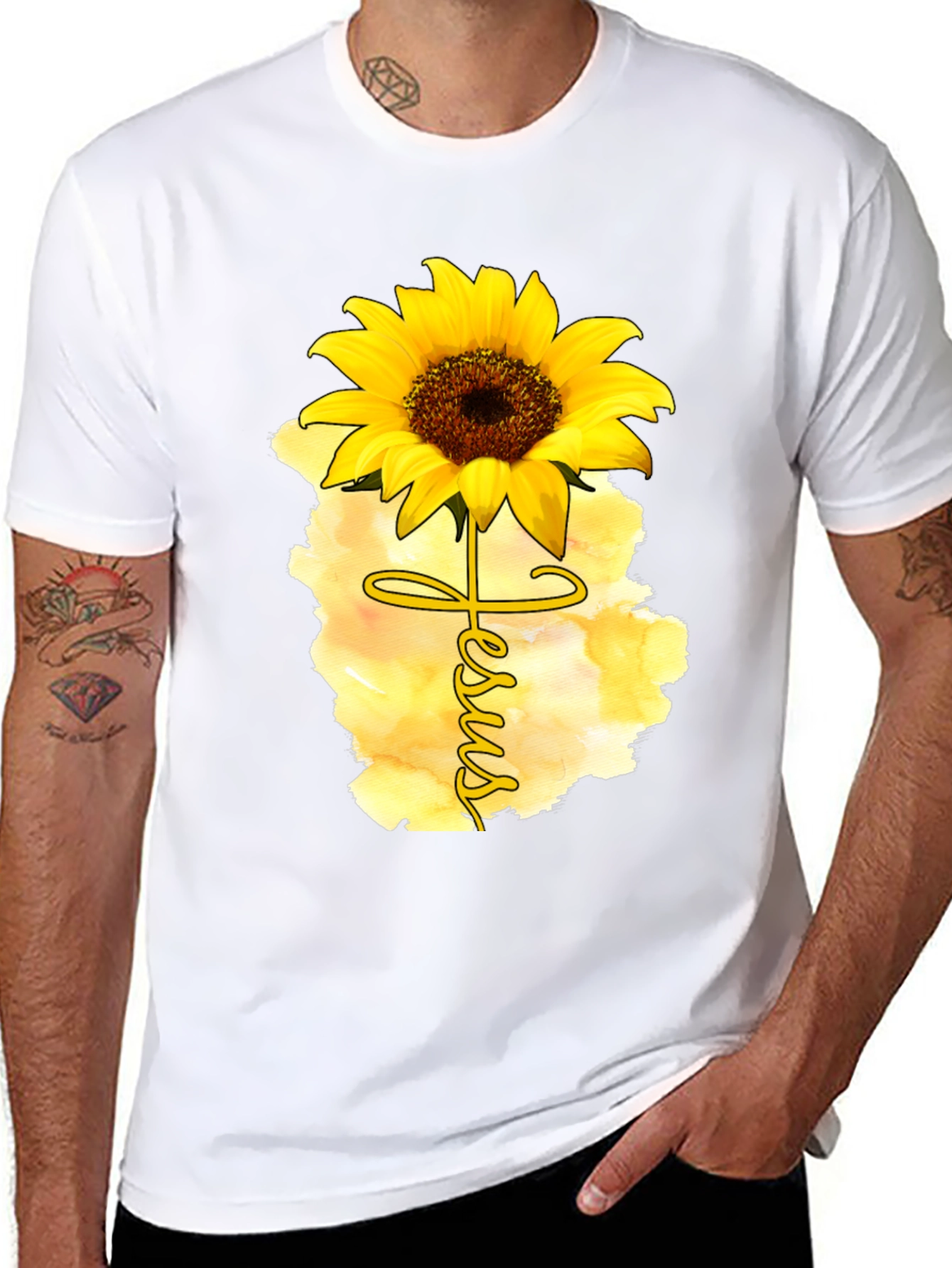 Jesus Sunflower Graphic Tee Black