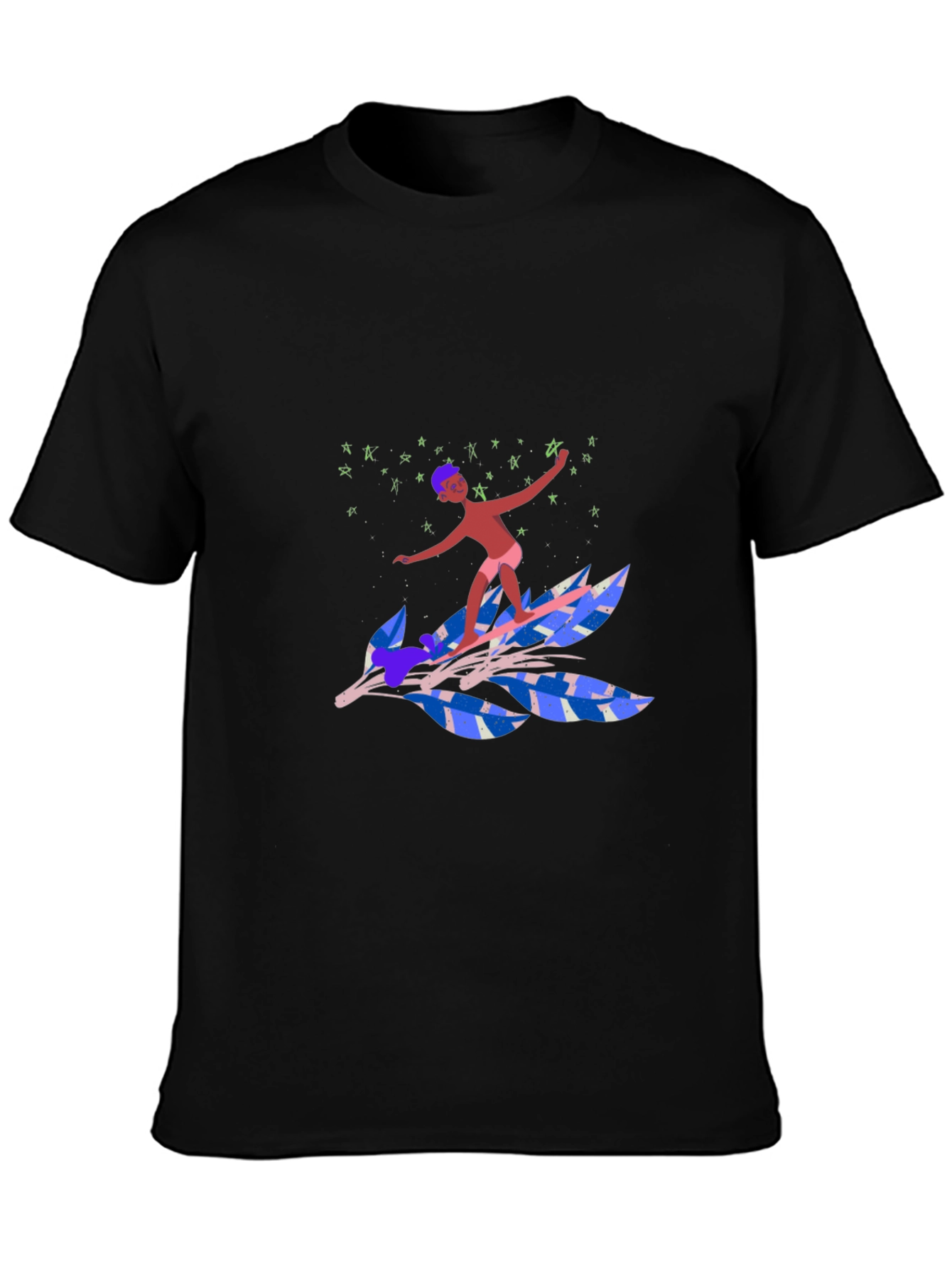 Surfing Leaf Graphic Tee - Unique Design